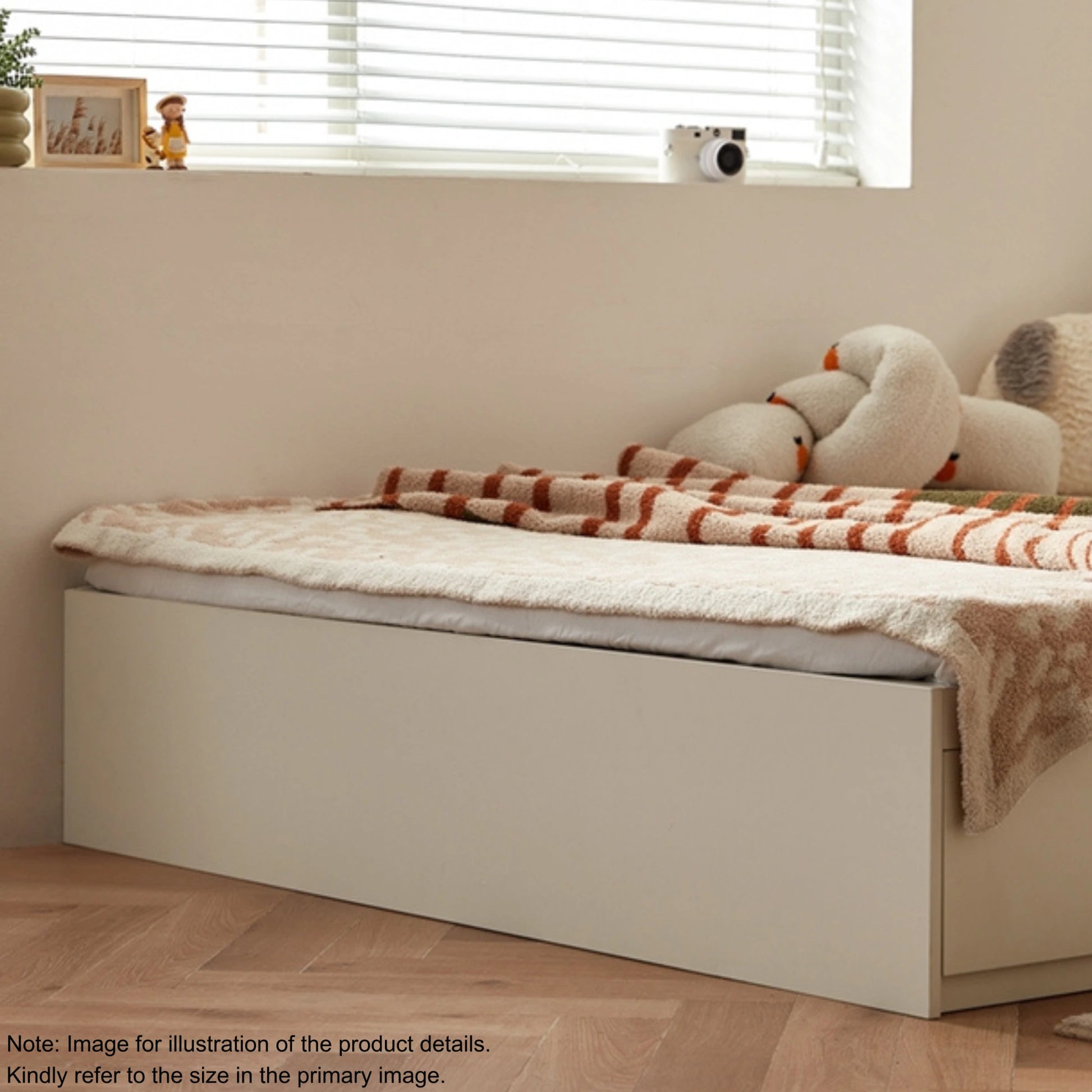 Linspire Lattice Bed Base With Drawers And Storage Cabinet, Light Grey, Dark Brown