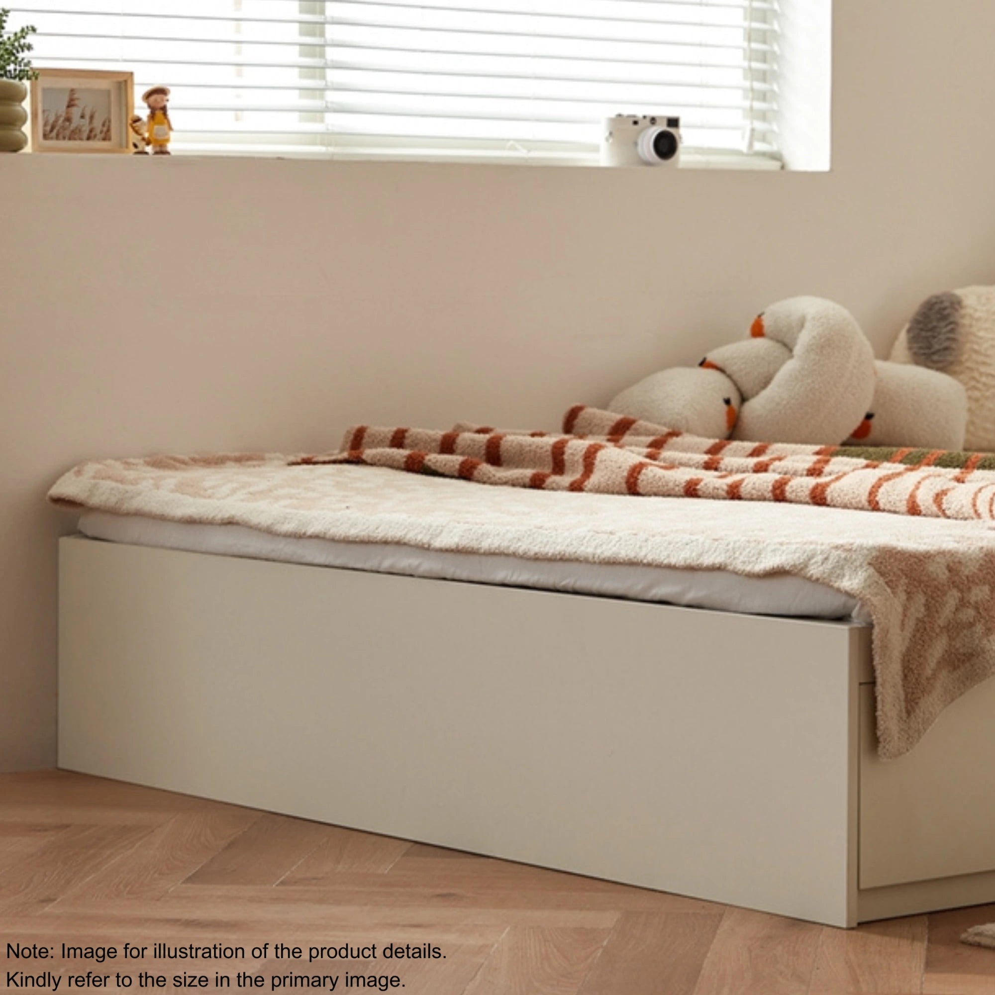 Linspire Lattice Bed Base With Drawers And Storage Cabinet, Light Grey, Dark Brown