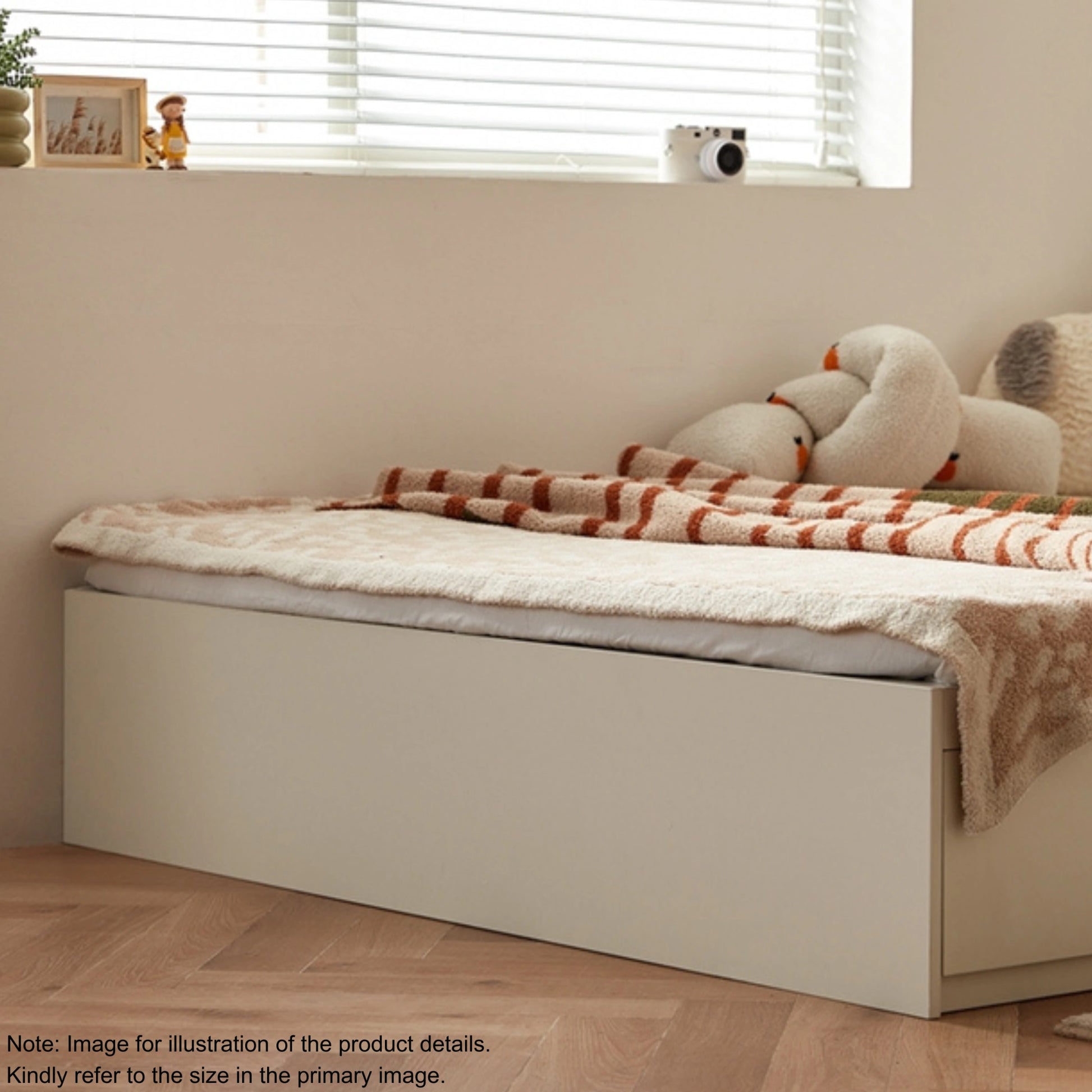 Linspire Lattice Global Queen Bed Base with Drawers and Storage Cabinet, Light Grey & Dark Brown