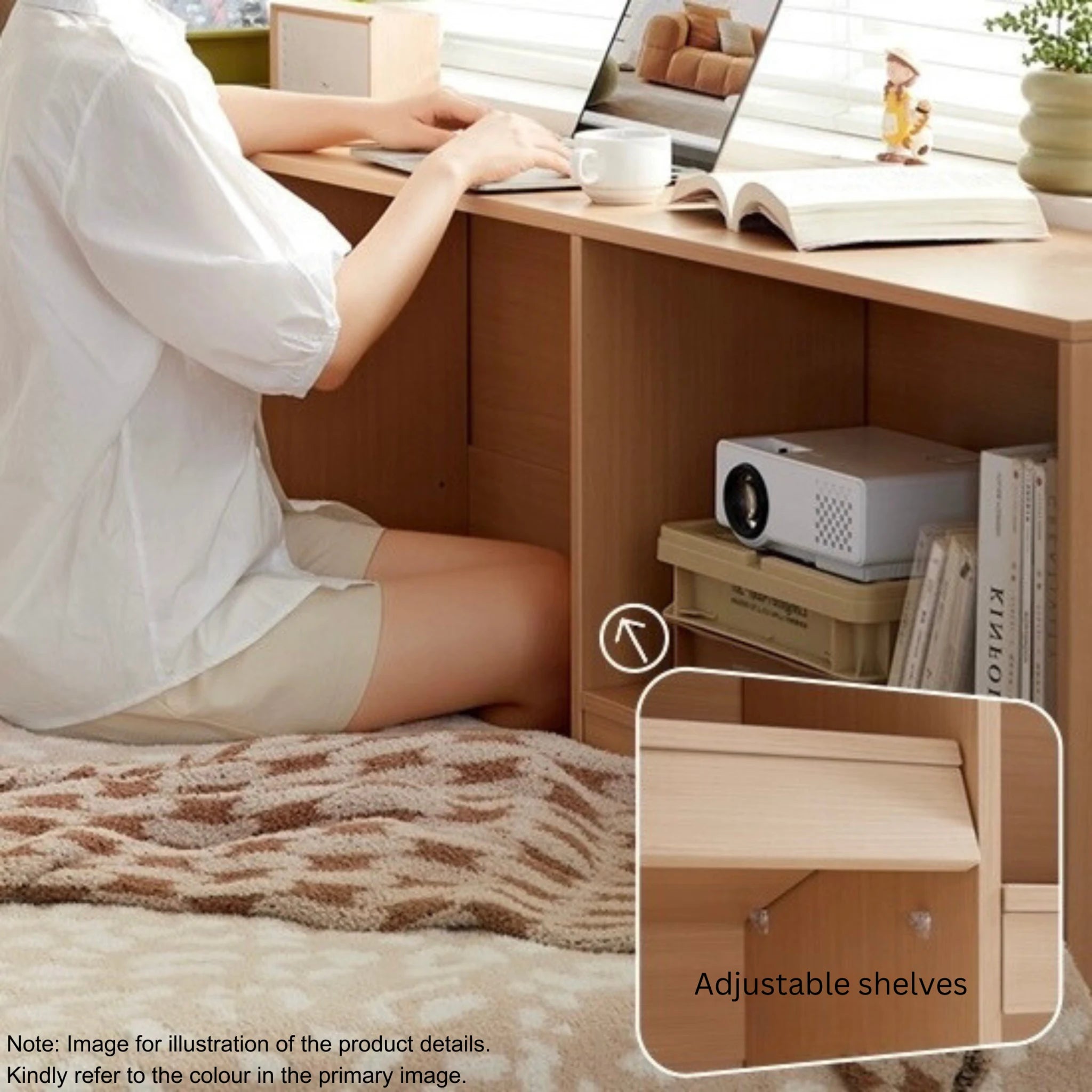 Linspire Lattice Global Queen Bed Base with Drawers and Storage Cabinet, Light Grey & Dark Brown