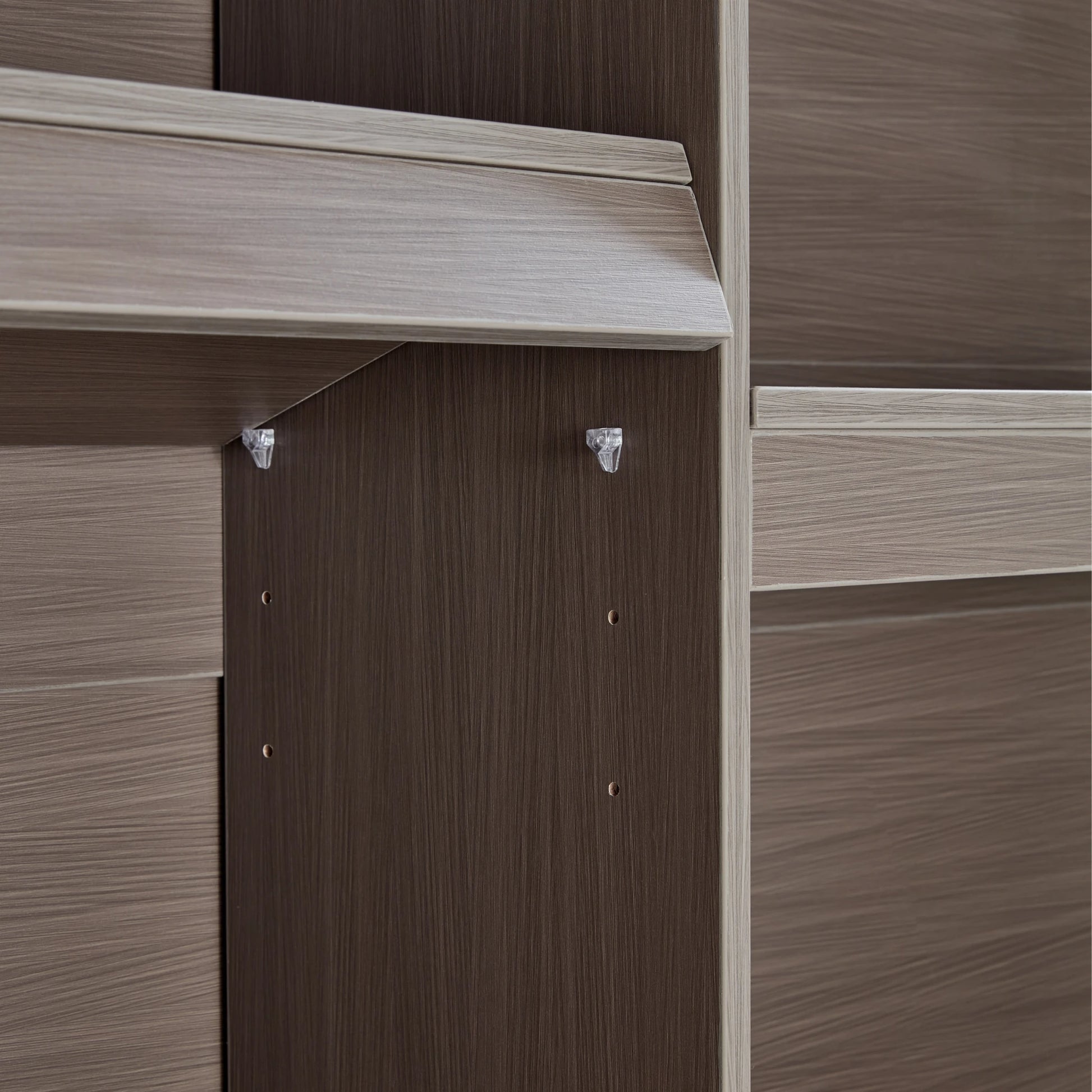 Linspire Lattice Global Queen Bed Base with Drawers and Storage Cabinet, Light Grey & Dark Brown