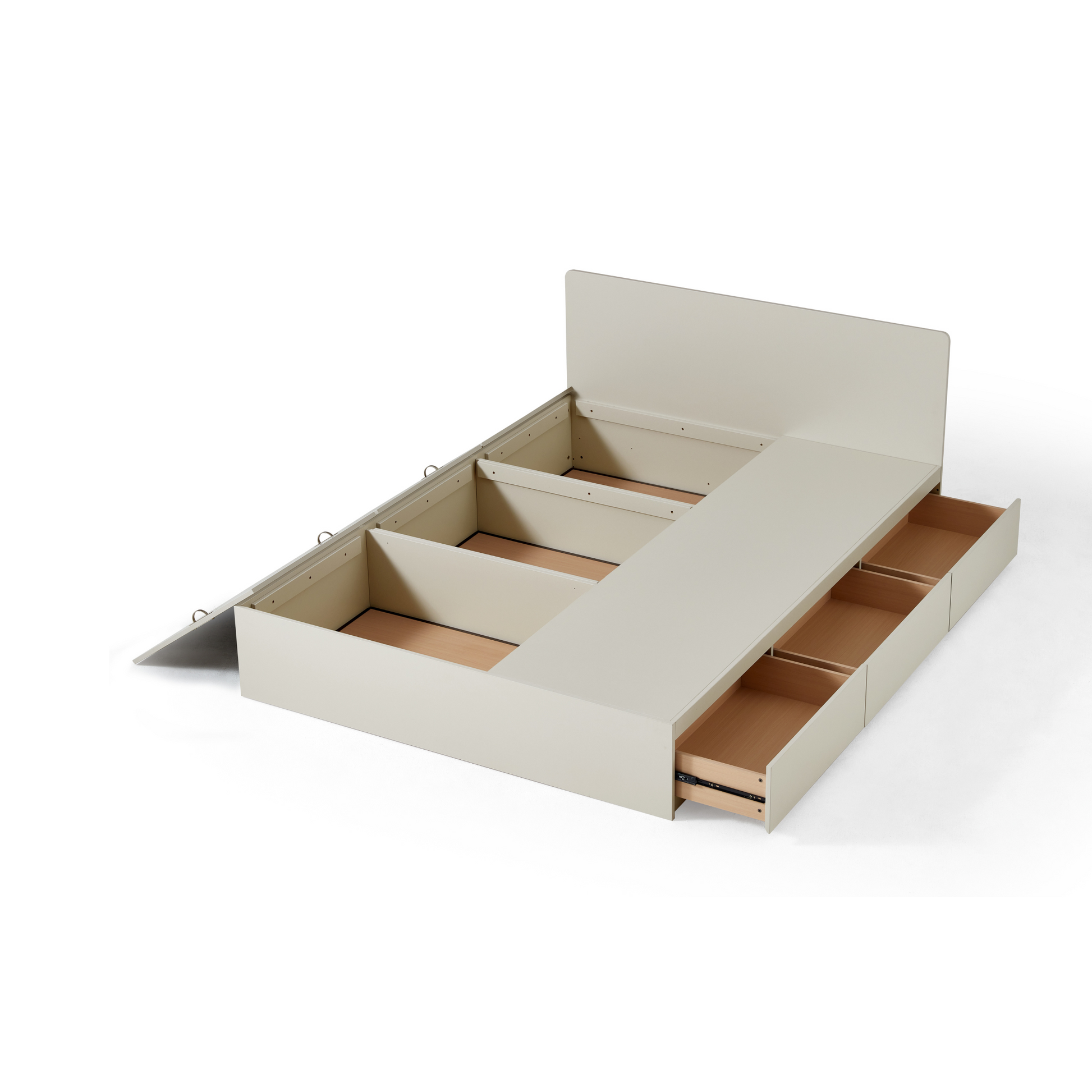 Linspire Lattice Bed Frame With Drawers, Light Grey
