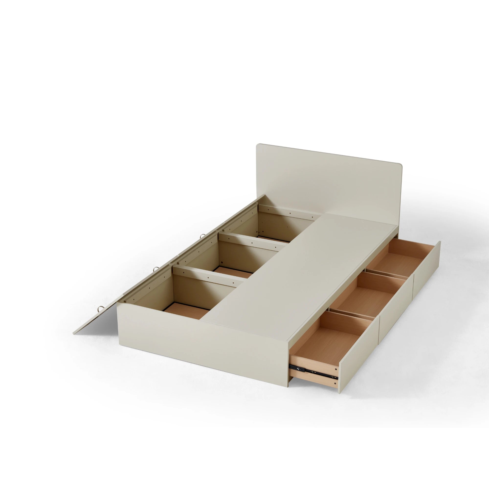 Linspire Lattice Bed Frame With Drawers, Light Grey