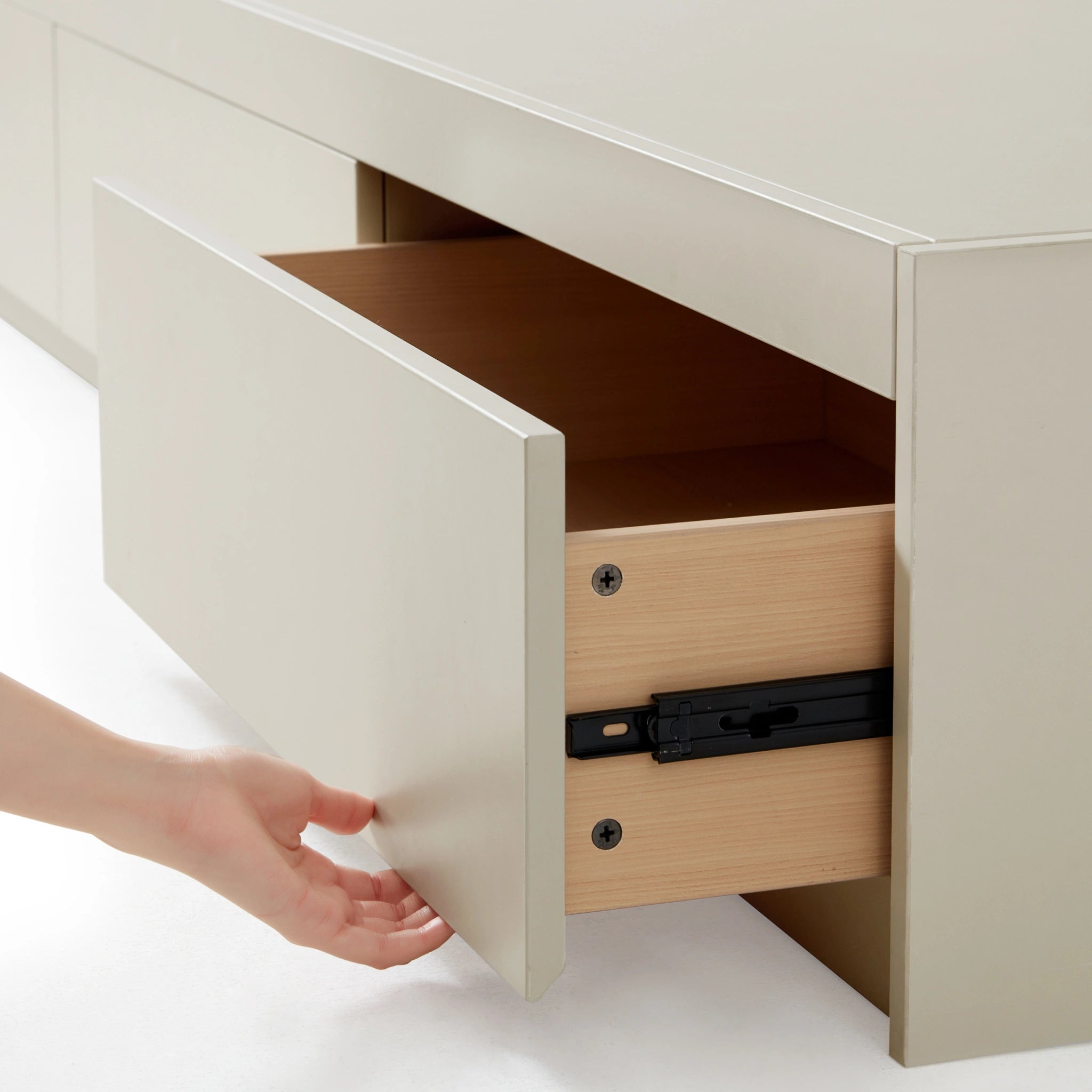 Linspire Lattice Bed Frame With Drawers, Light Grey