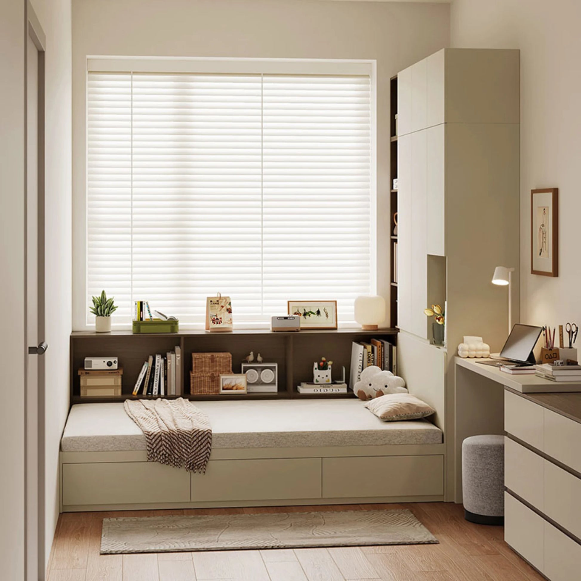 Linspire Lattice Bed Frame With Drawers, Light Grey