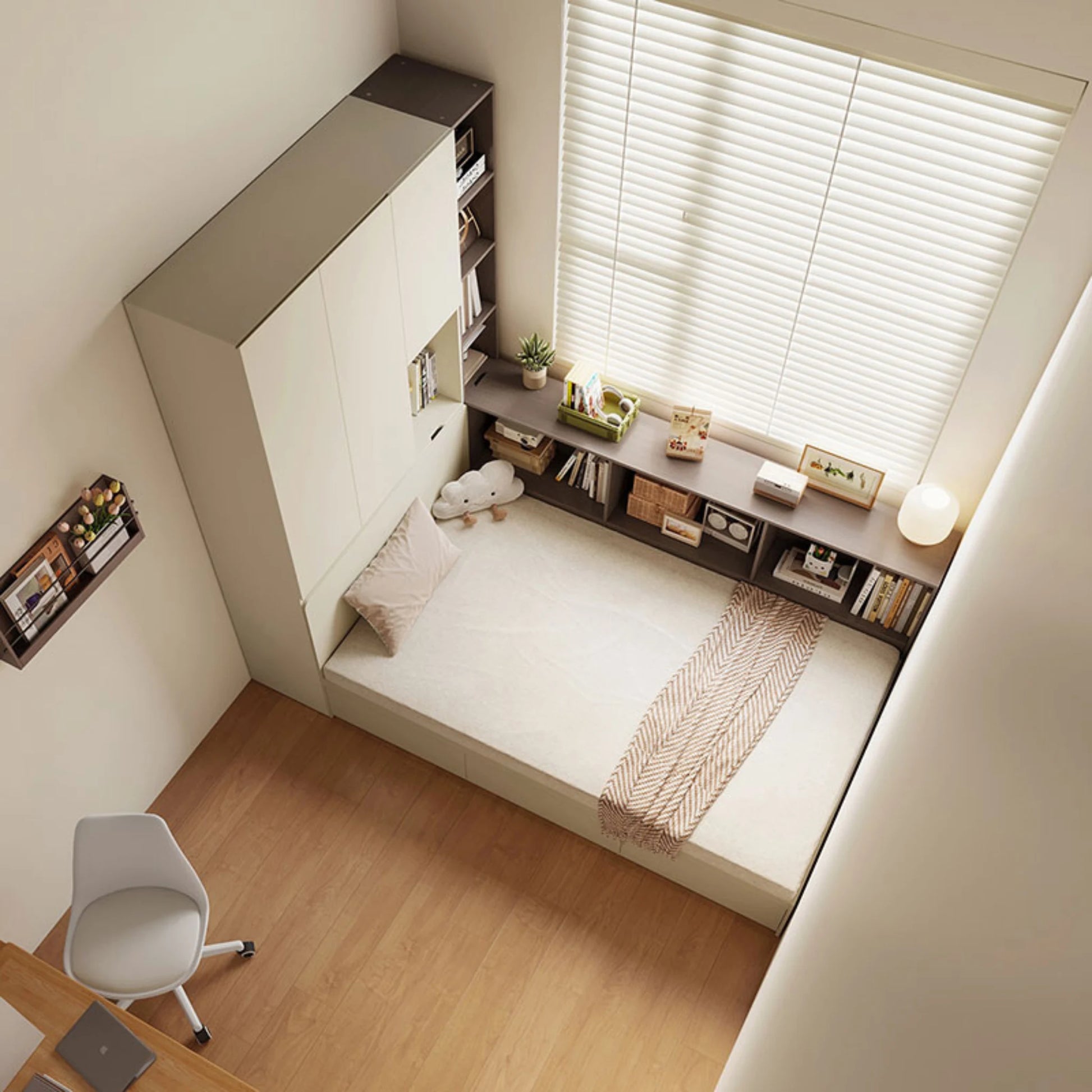 Linspire Lattice Bed Frame With Drawers, Light Grey