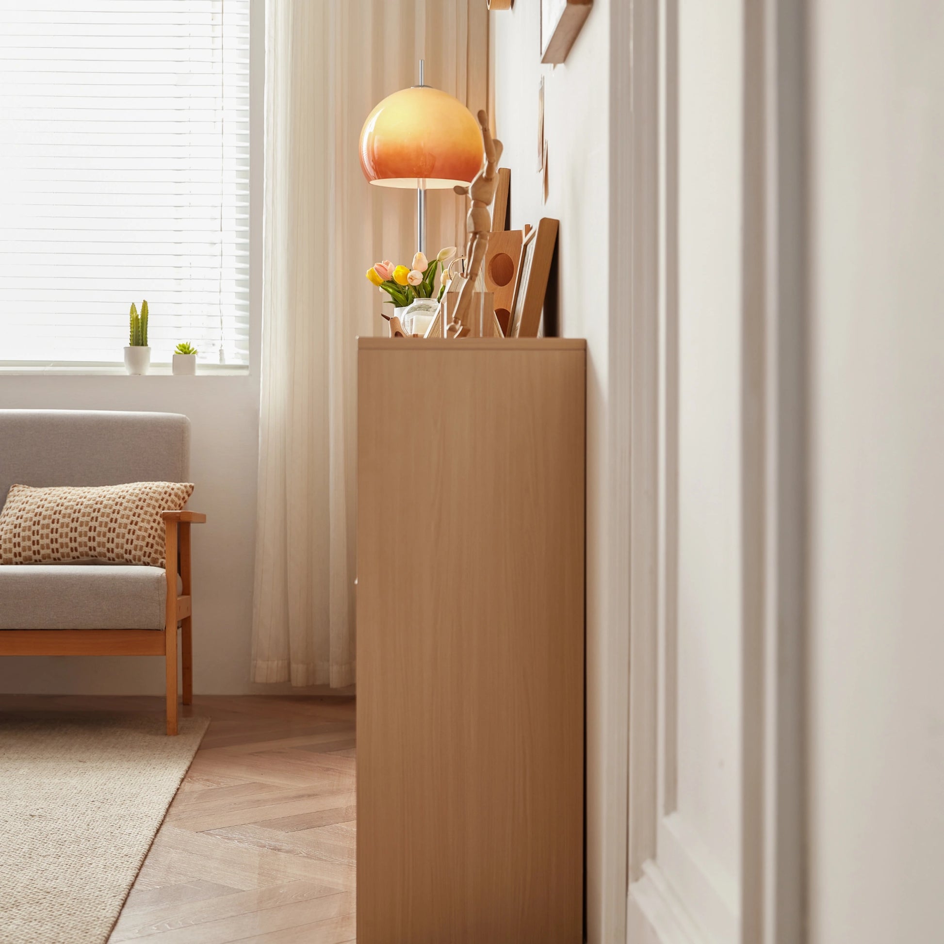 Linspire Lattice Storage Cabinet, Natural Wood