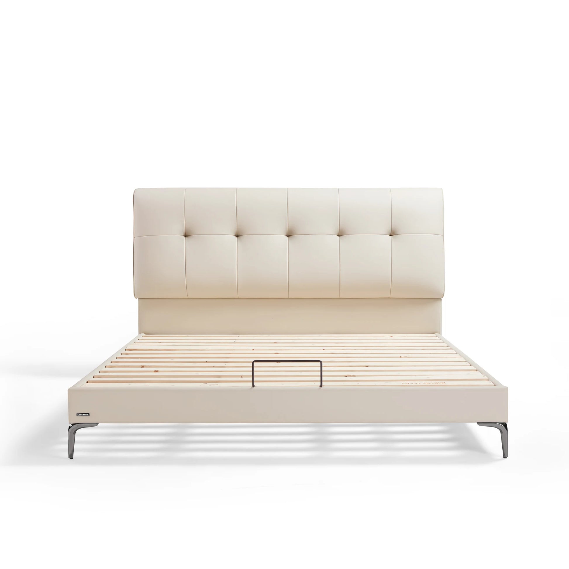 Linspire Radius Bed Frame With Leather Cushion Headboard, White