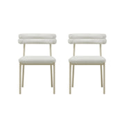 Linspire Tesseract Boucle Dining Chairs, Creamy White, Set of 2