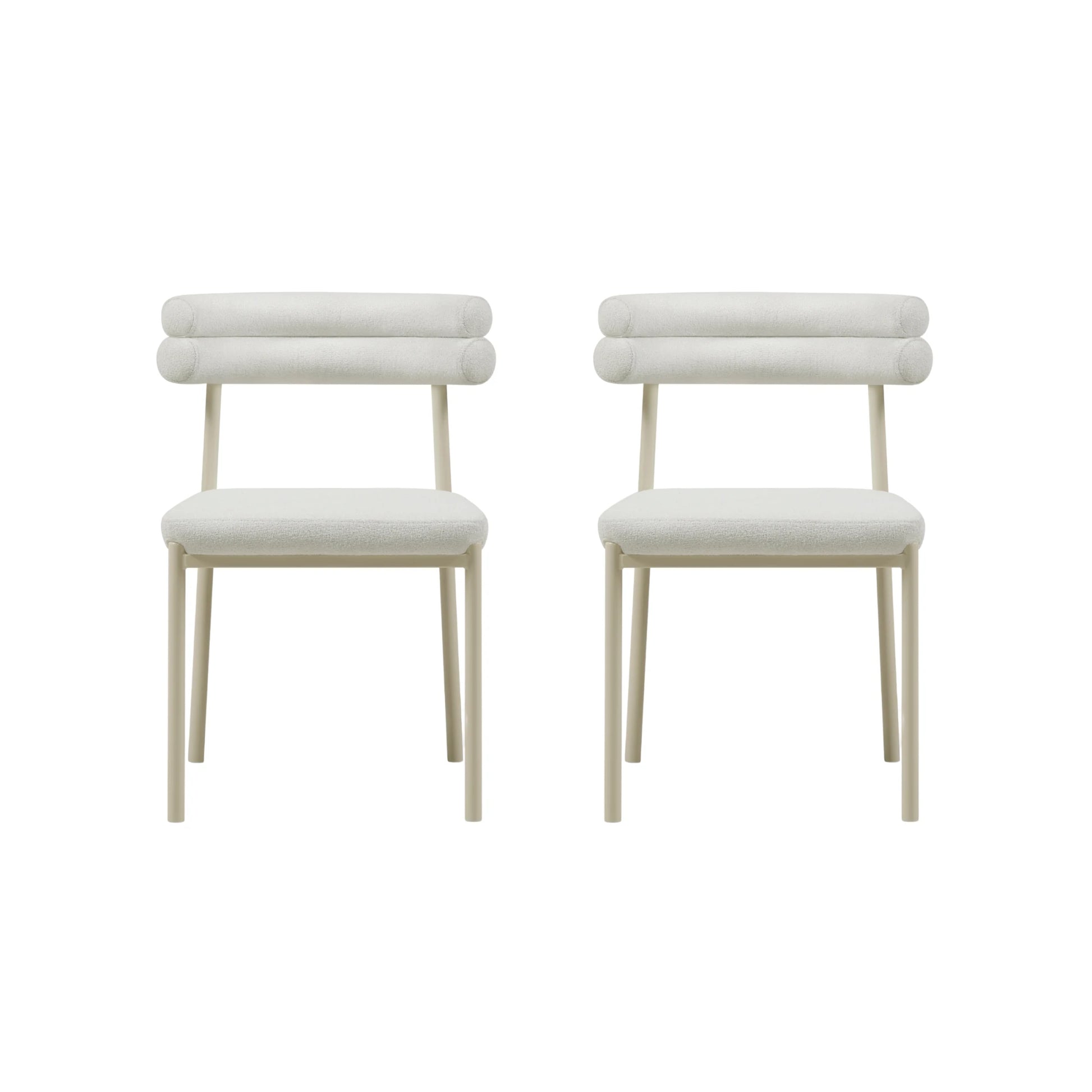 Linspire Tesseract Boucle Dining Chairs, Creamy White, Set of 2