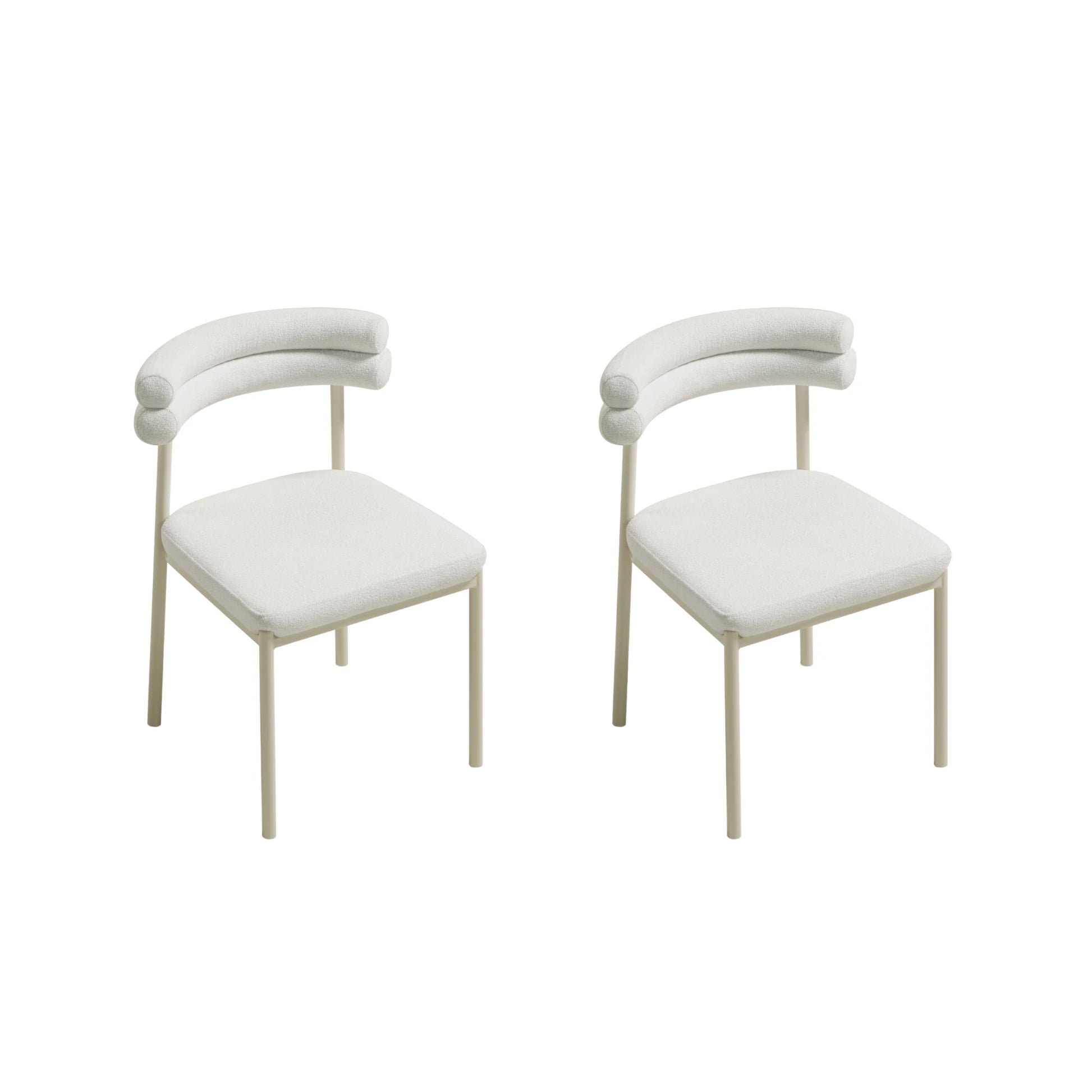 Linspire Tesseract Boucle Dining Chairs, Creamy White, Set of 2