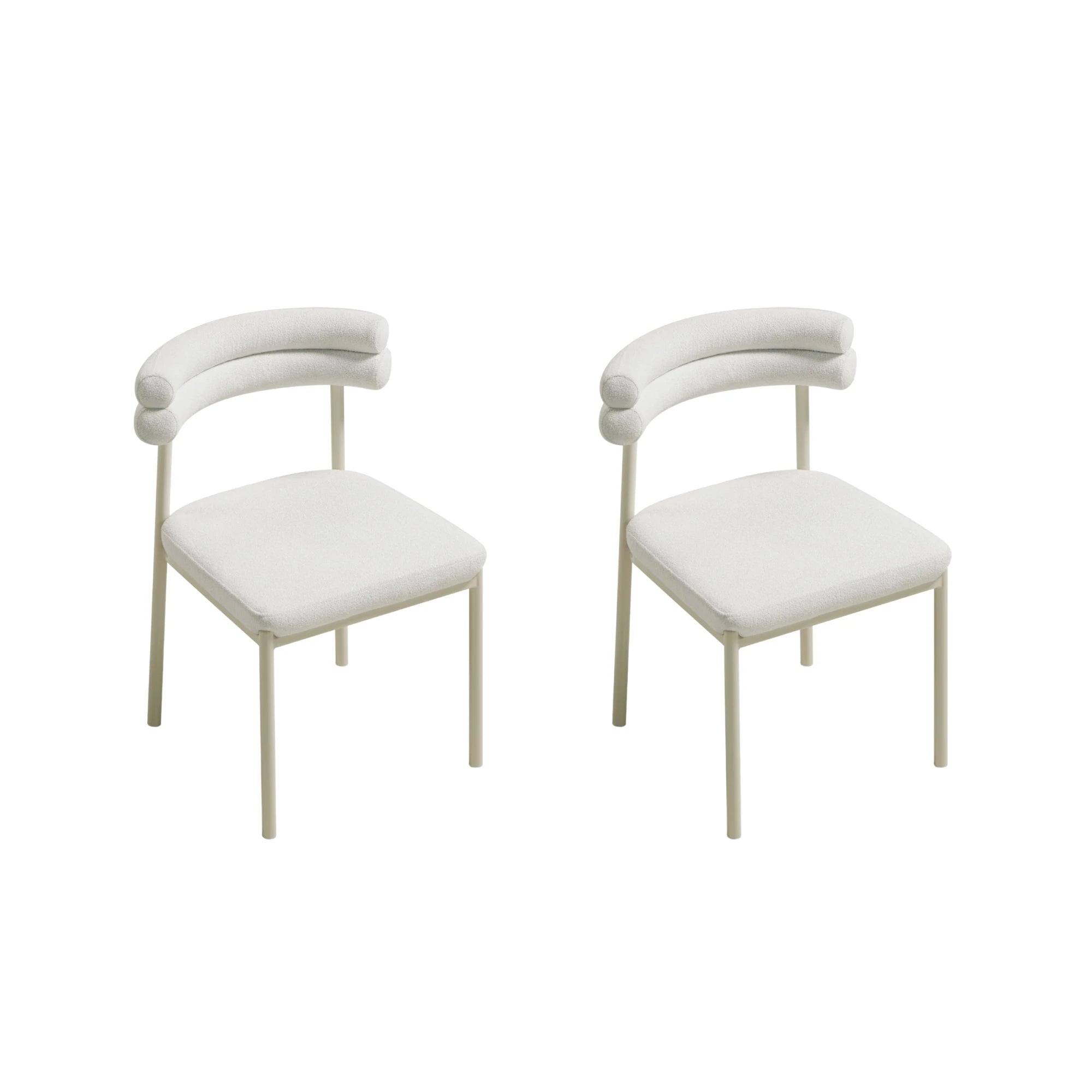 Linspire Tesseract Boucle Dining Chairs, Creamy White, Set of 2