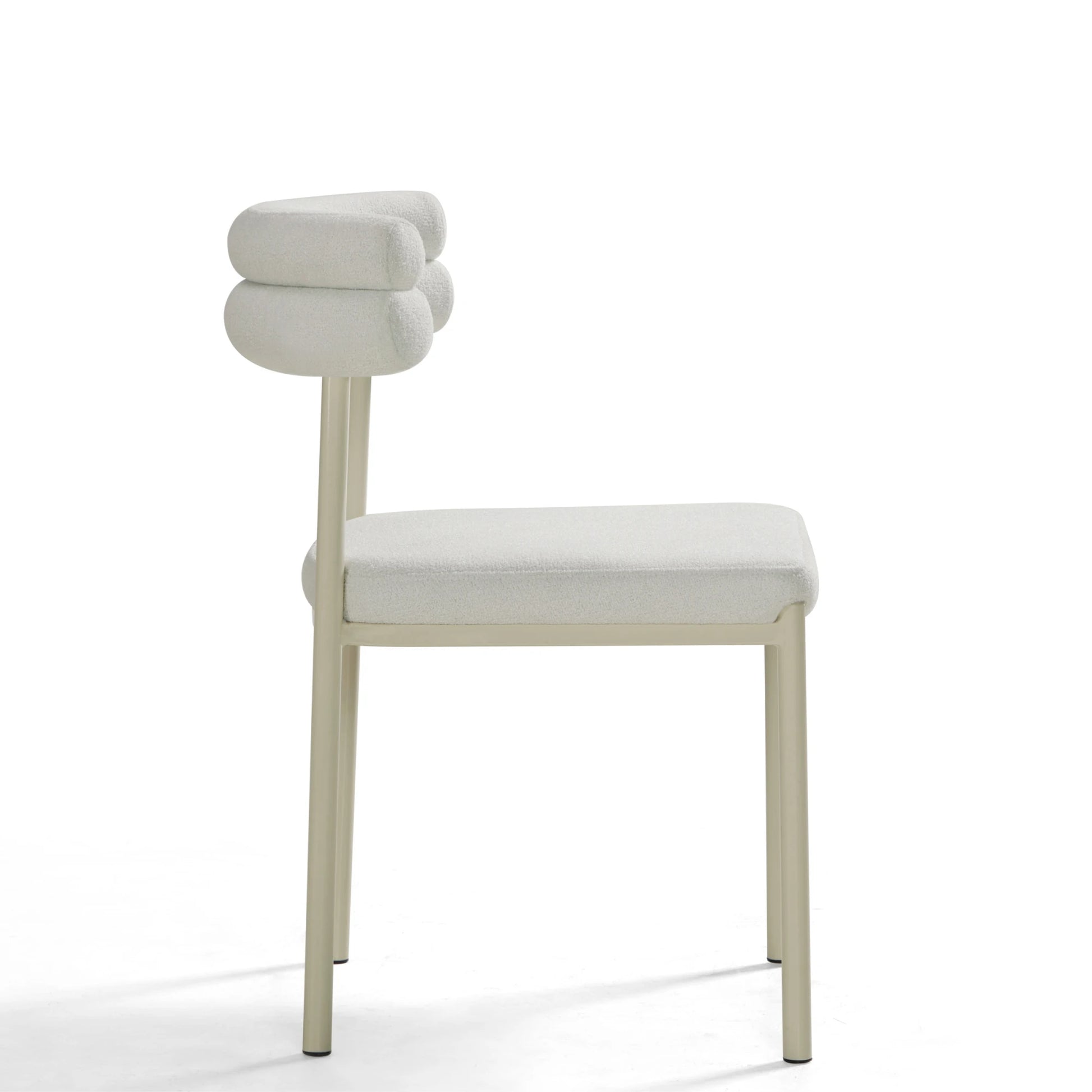 Linspire Tesseract Boucle Dining Chairs, Creamy White, Set of 2