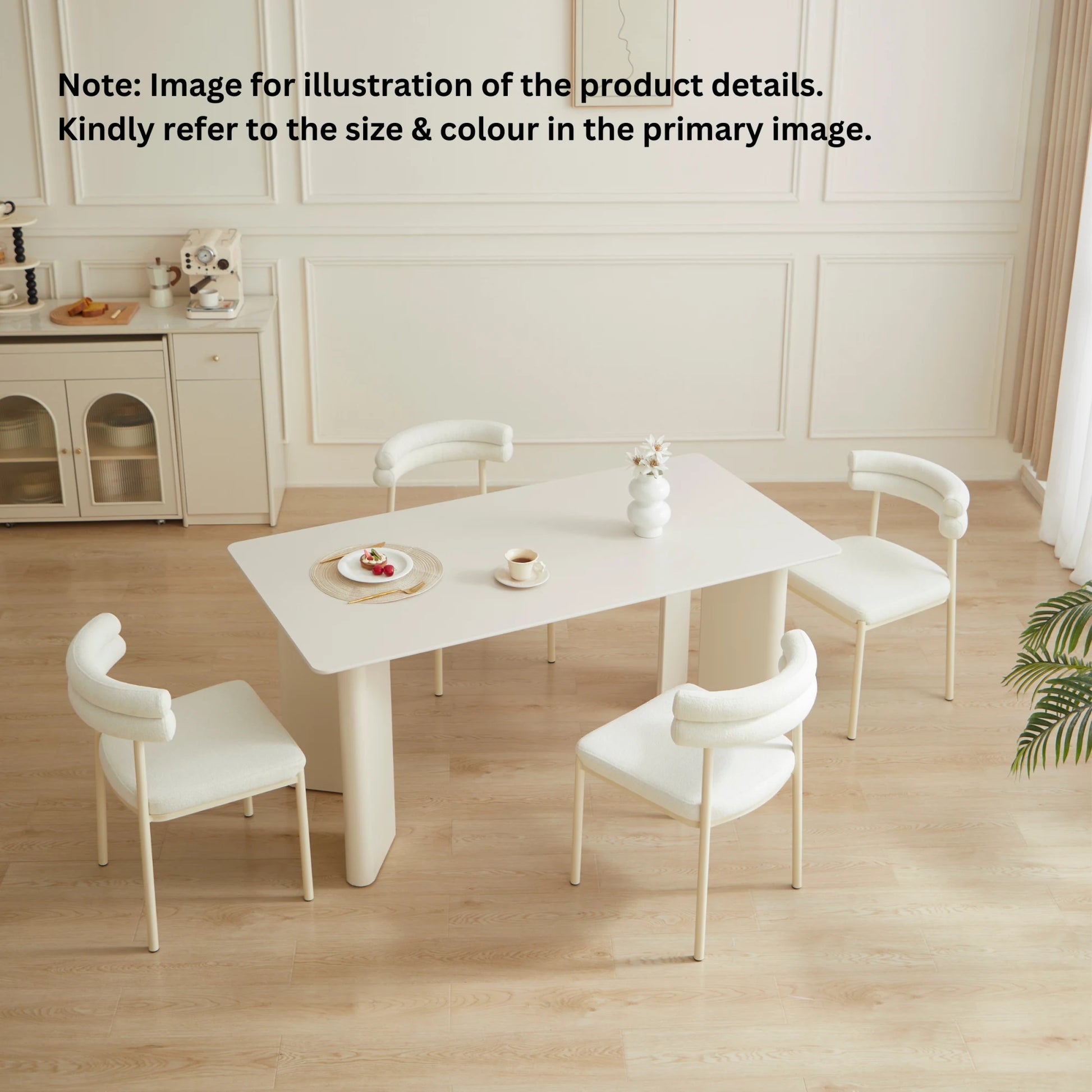 Linspire Tesseract Sintered Stone Top Dining Table, Creamy White