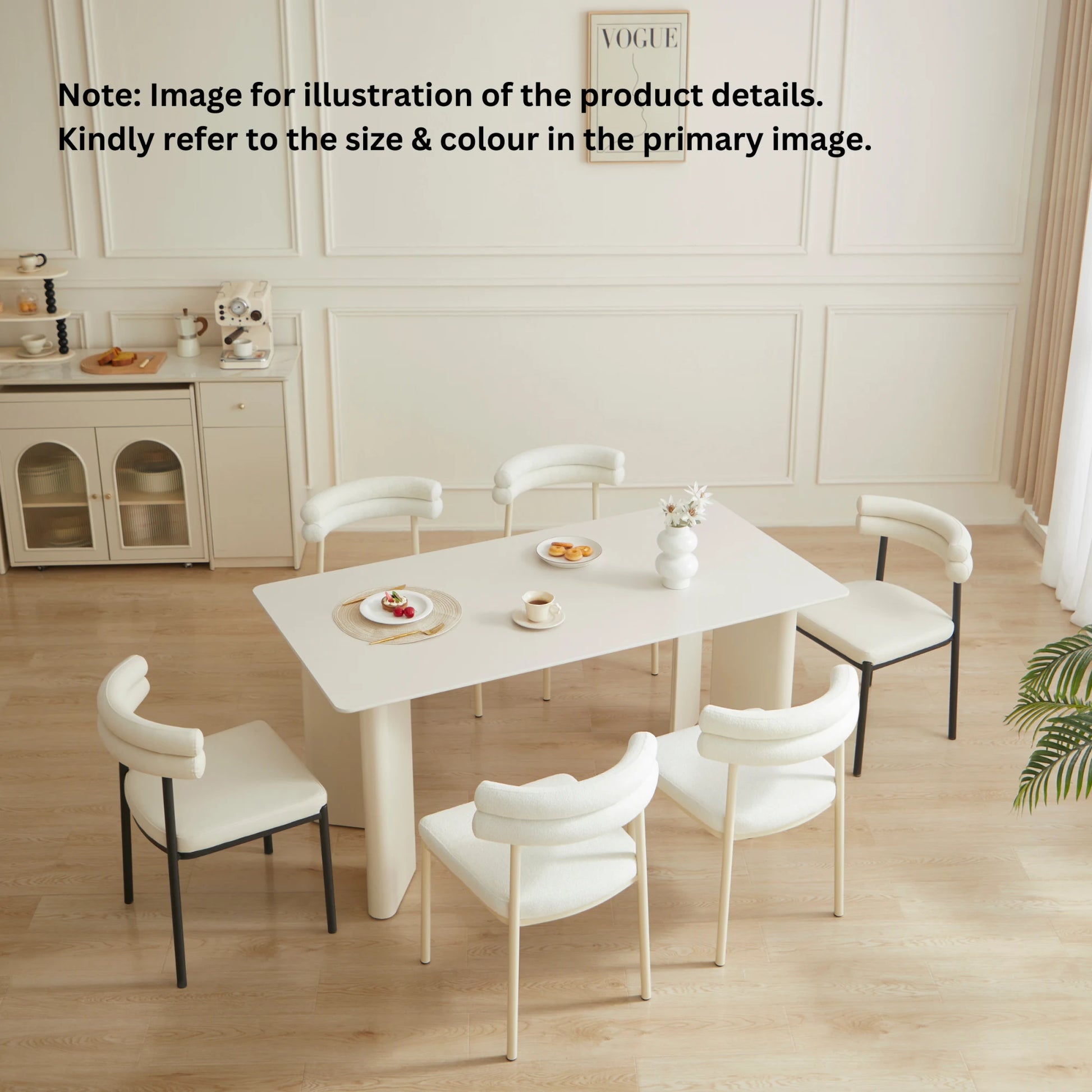 Linspire Tesseract Sintered Stone Top Dining Table, Creamy White