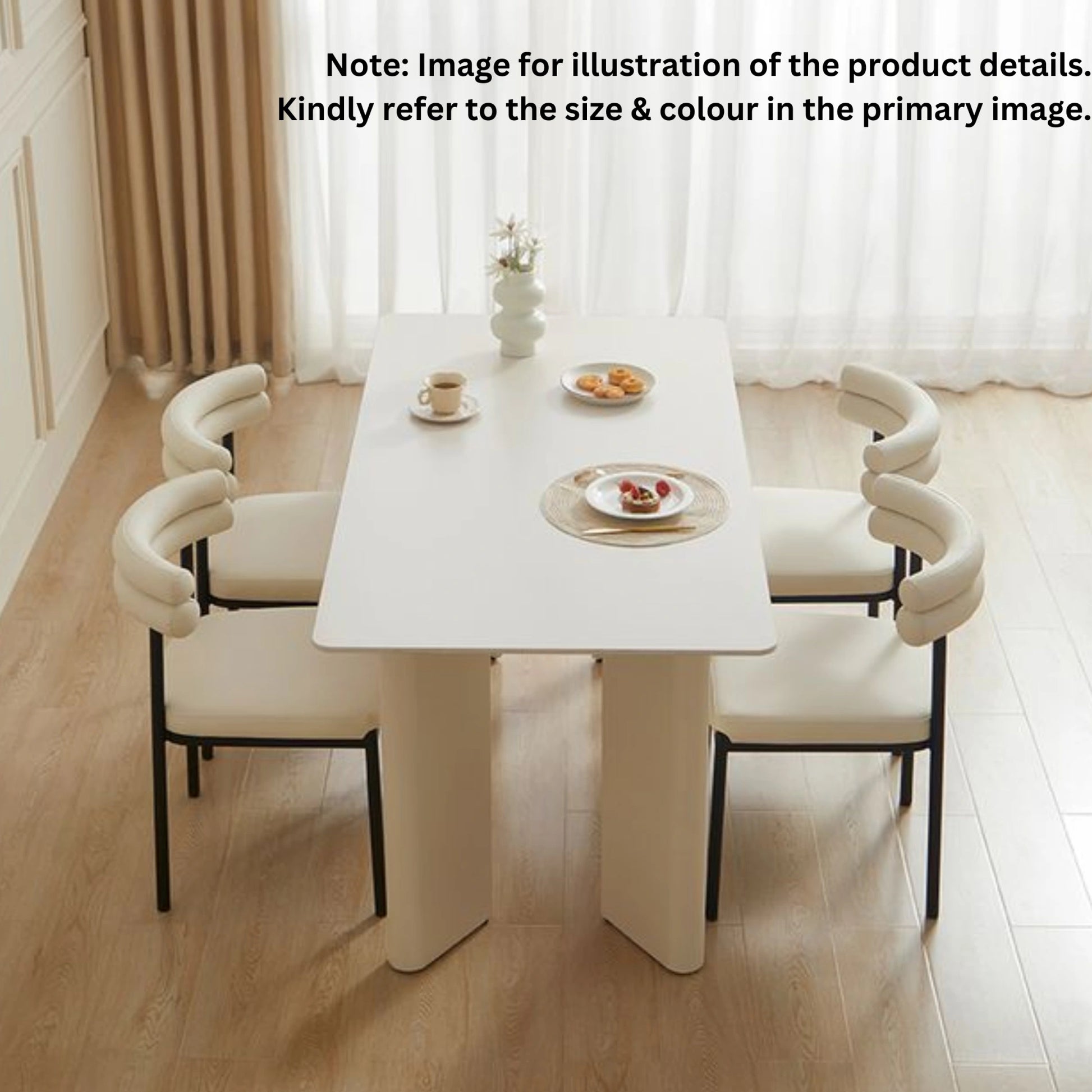 Linspire Tesseract Sintered Stone Top Dining Table, Creamy White