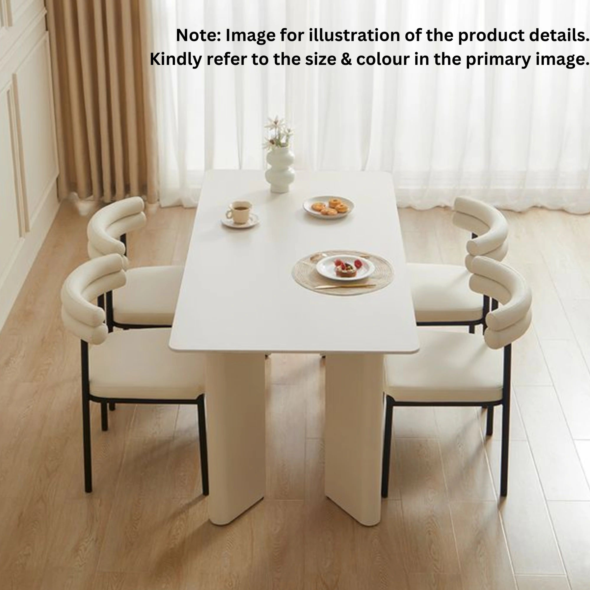 Linspire Tesseract Sintered Stone Top Dining Table, Creamy White