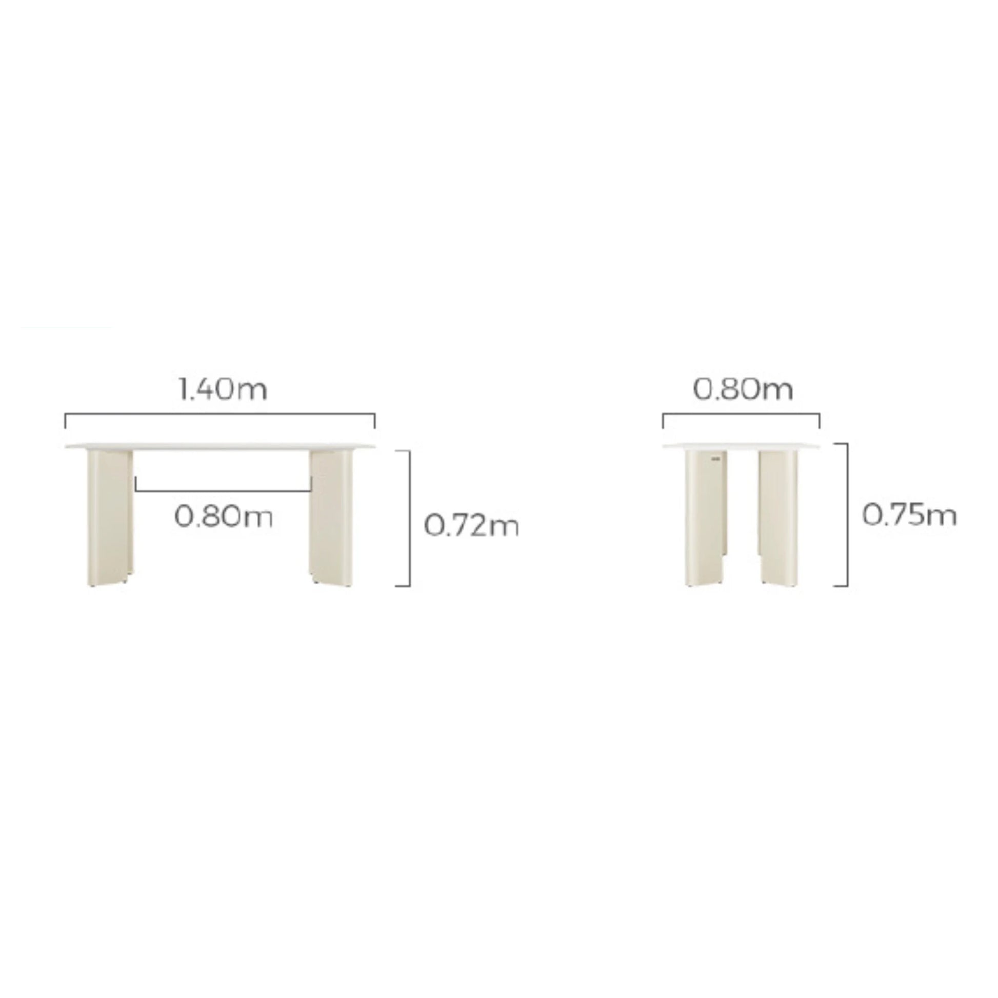 Linspire Tesseract Sintered Stone Top Dining Table, Creamy White