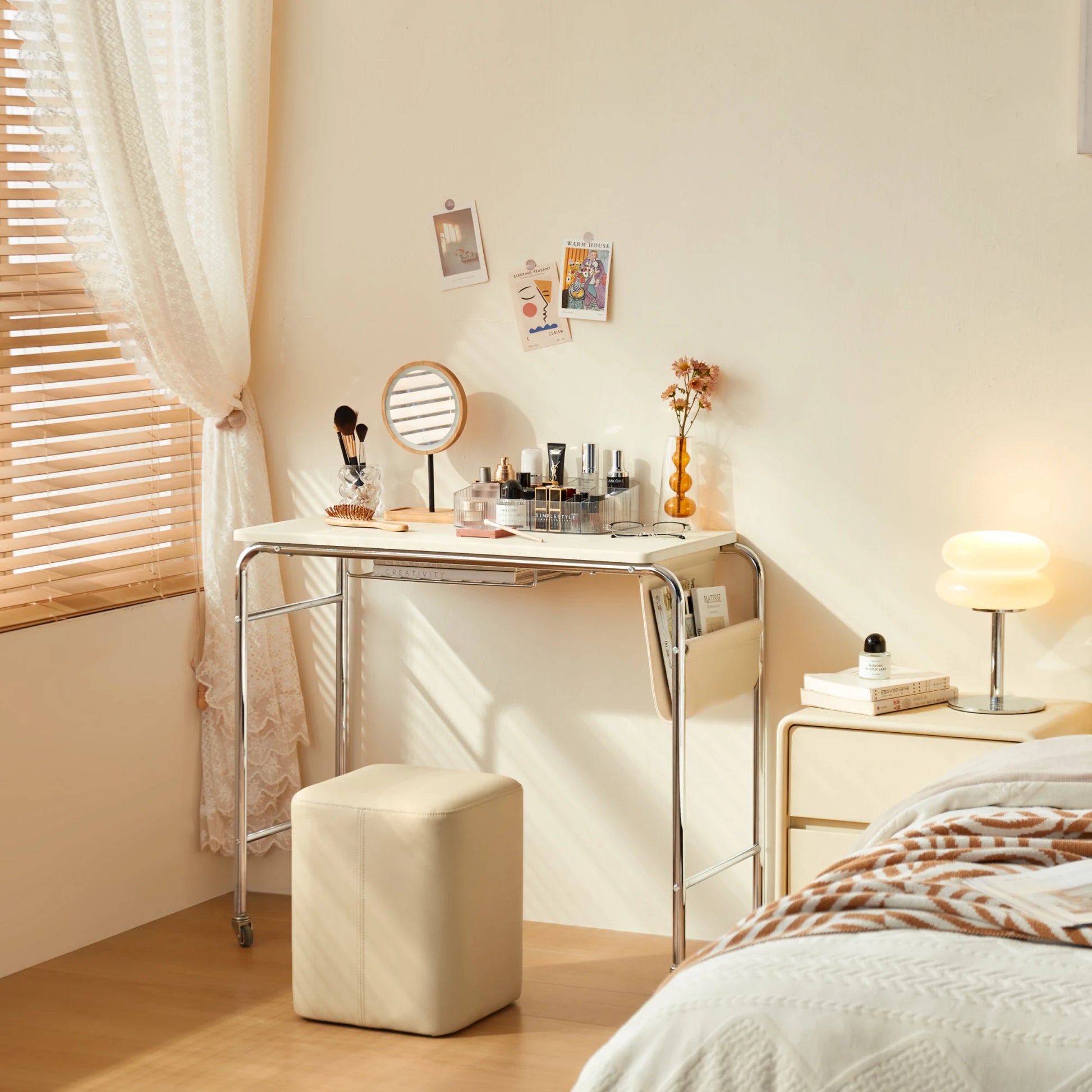 Linspire Trend Office Desk with Casters, Off-White