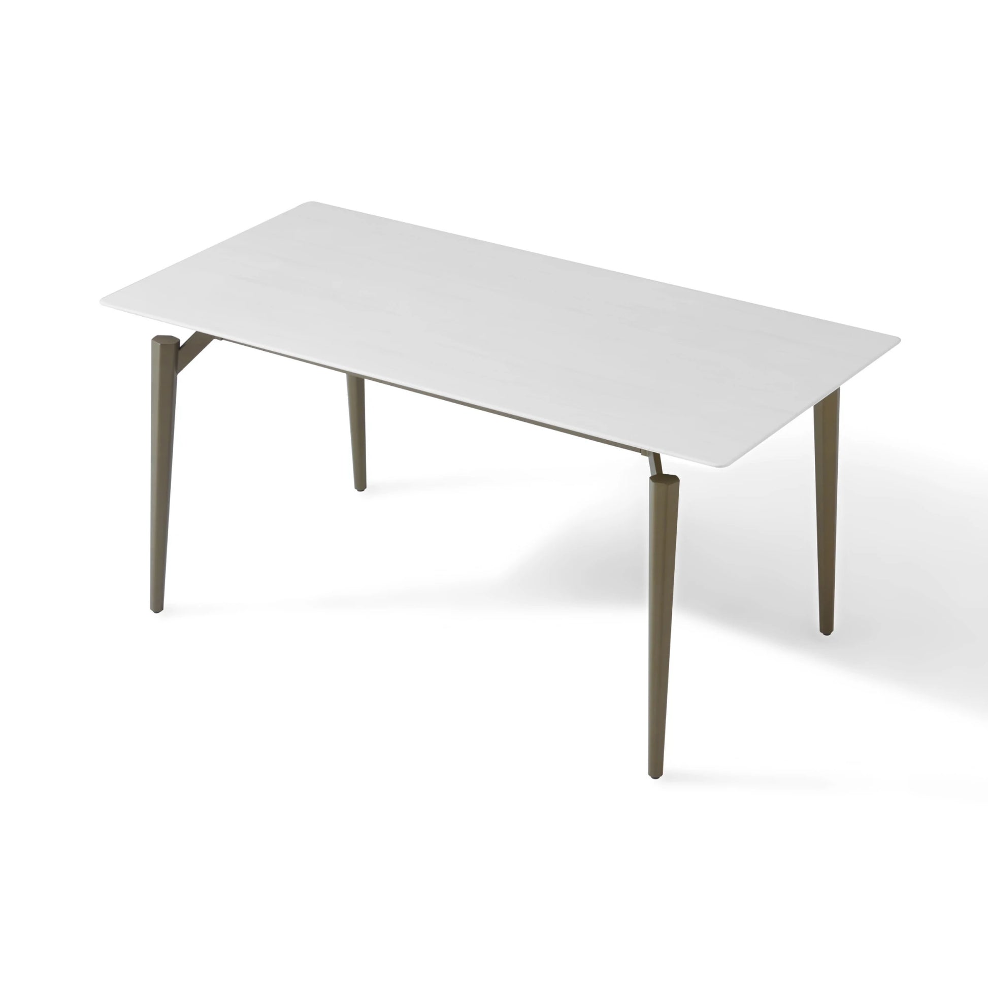 Linspire Xenon Glossy Sintered Stone Top Dining Table, White Marble, Dark Grey