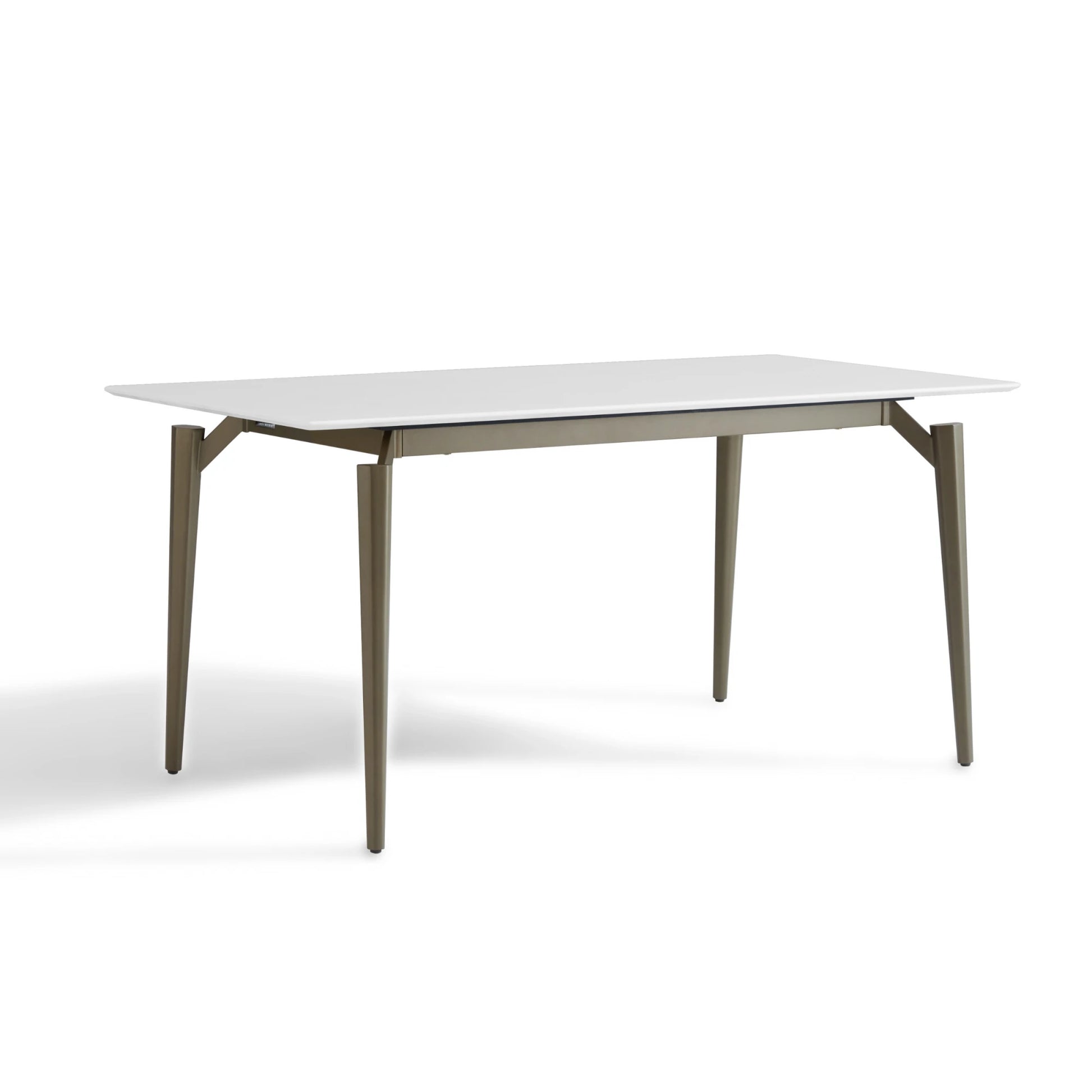 Linspire Xenon Glossy Sintered Stone Top Dining Table, White Marble, Dark Grey