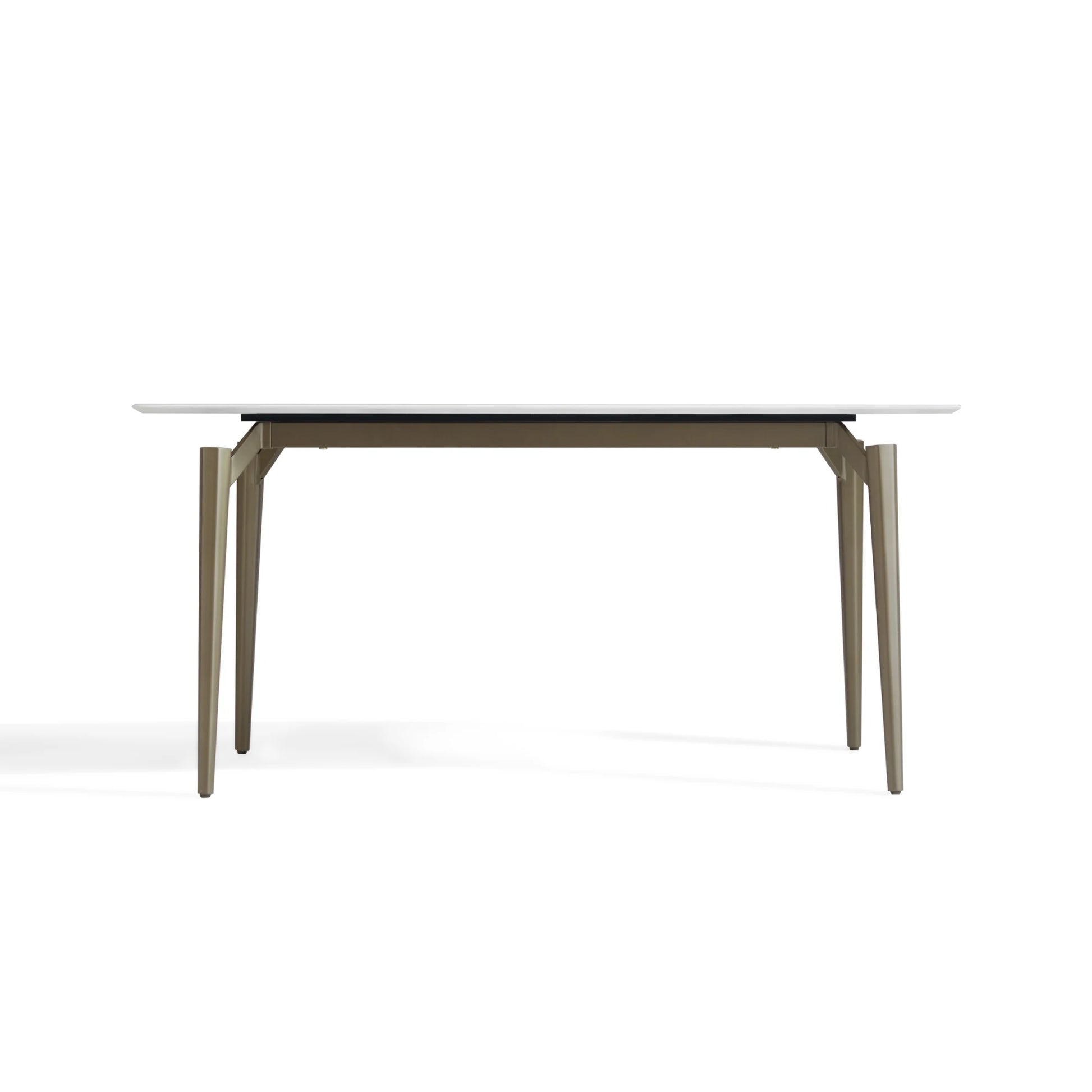 Linspire Xenon Glossy Sintered Stone Top Dining Table, White Marble, Dark Grey