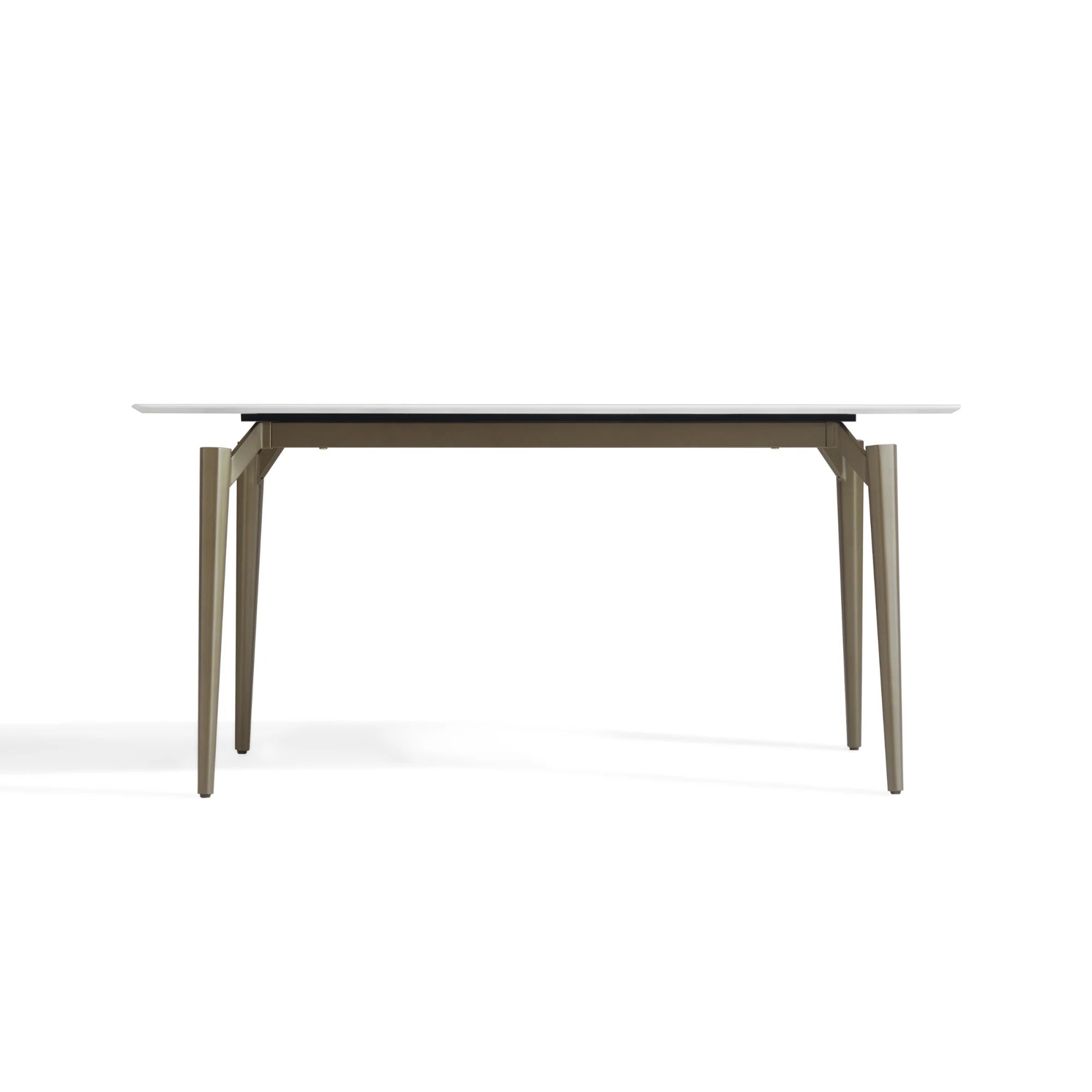 Linspire Xenon Glossy Sintered Stone Top Dining Table, White Marble, Dark Grey