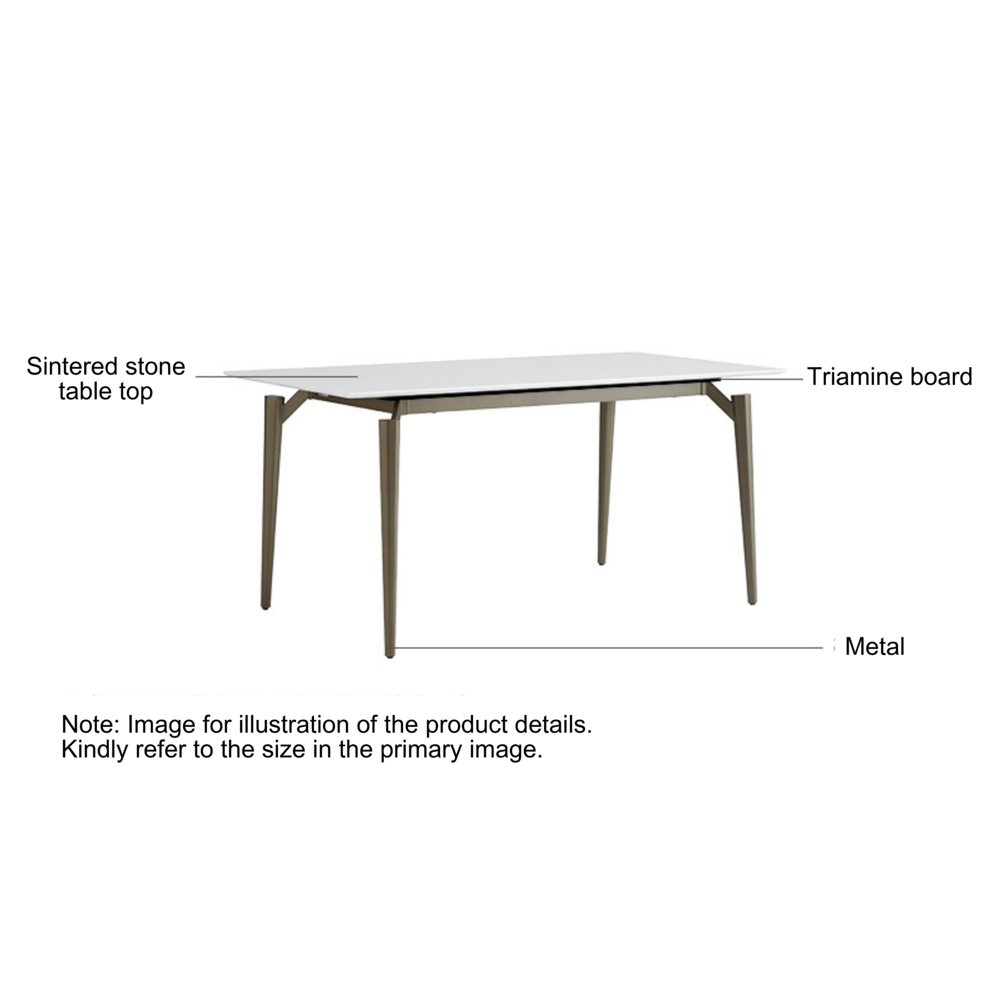Linspire Xenon Glossy Sintered Stone Top Dining Table, White Marble, Dark Grey