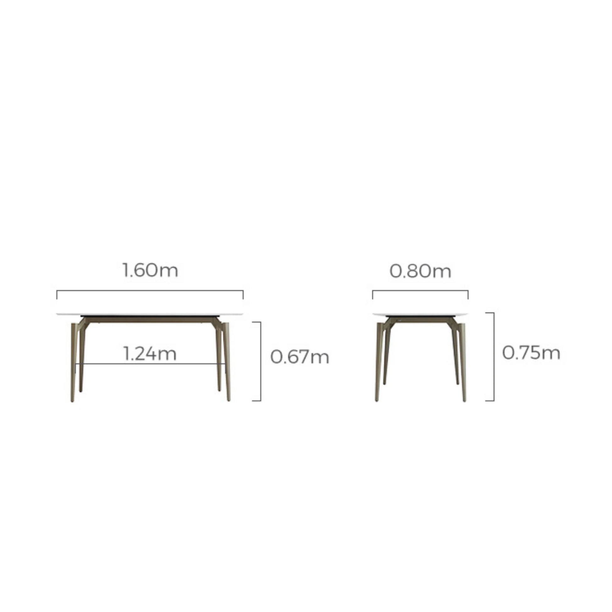 Linspire Xenon Glossy Sintered Stone Top Dining Table, White Marble, Dark Grey