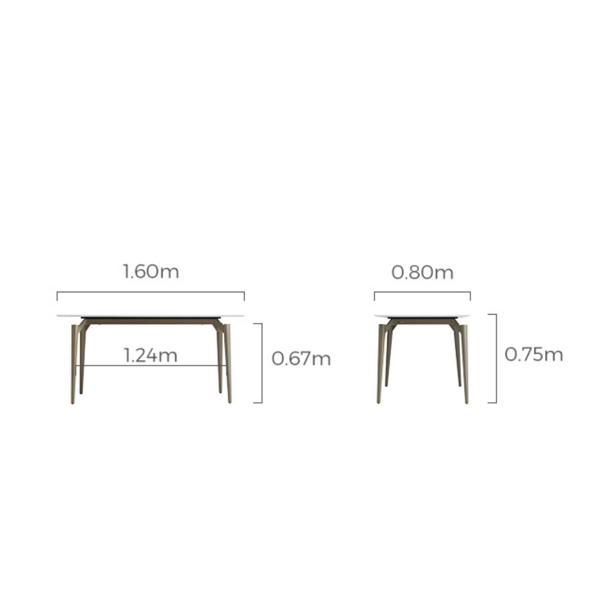 Linspire Xenon Glossy Sintered Stone Top Dining Table, White Marble, Dark Grey