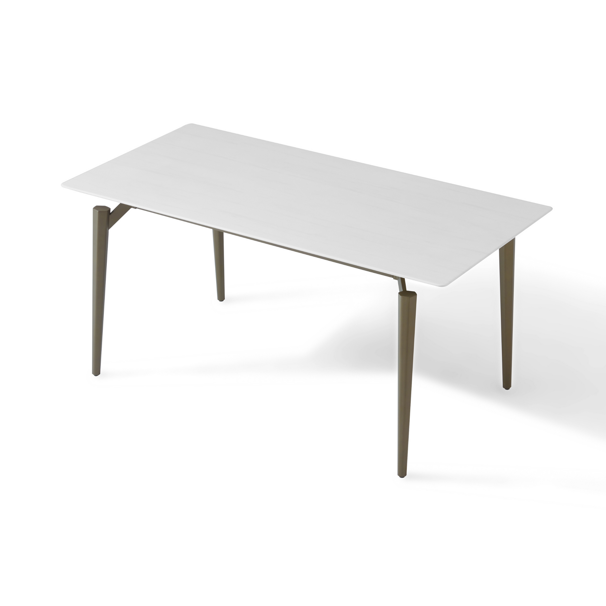 Linspire Xenon Glossy Sintered Stone Top Dining Table, White Marble, Dark Grey