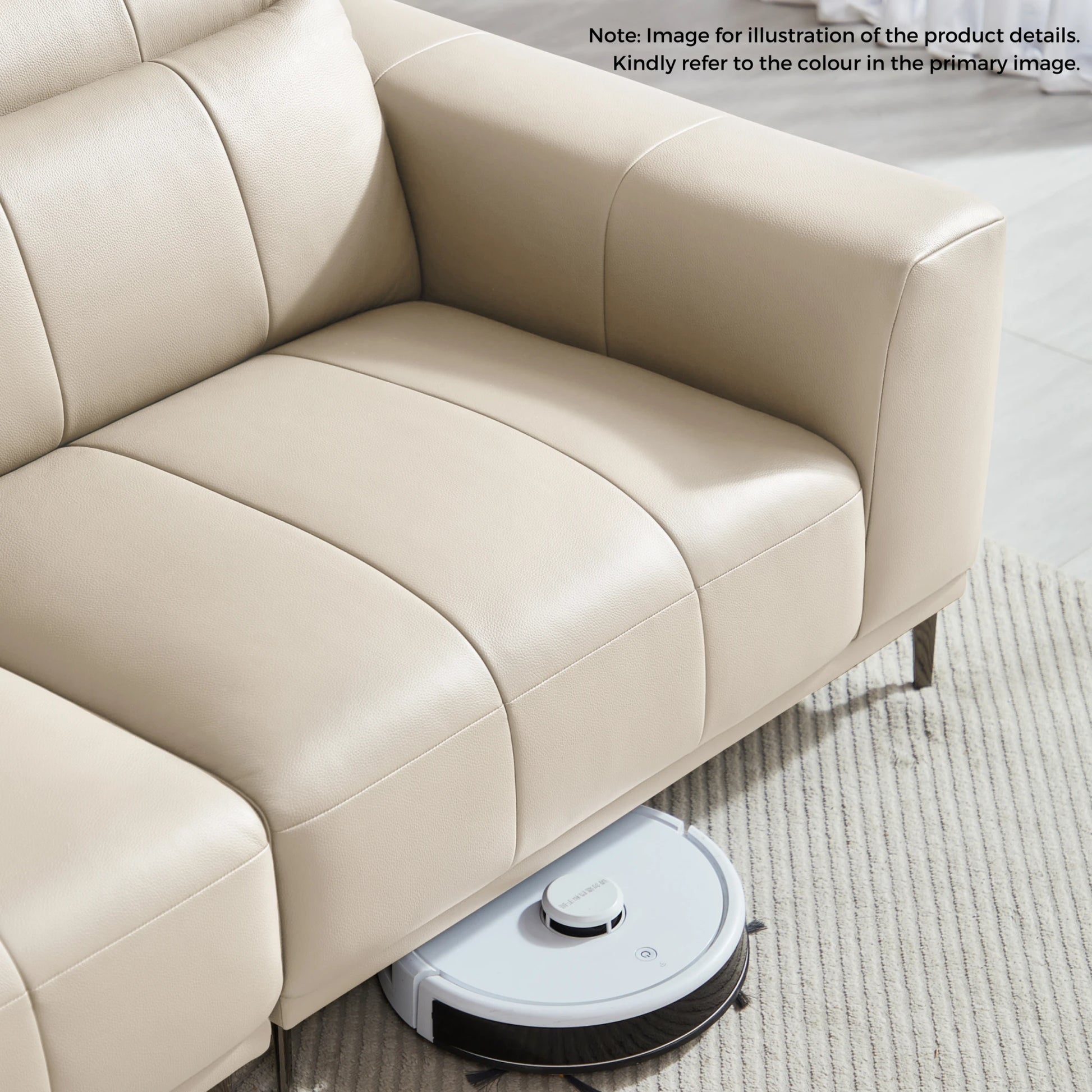 Linspire Crest Leather 3.5-Seater Sofa, Grey