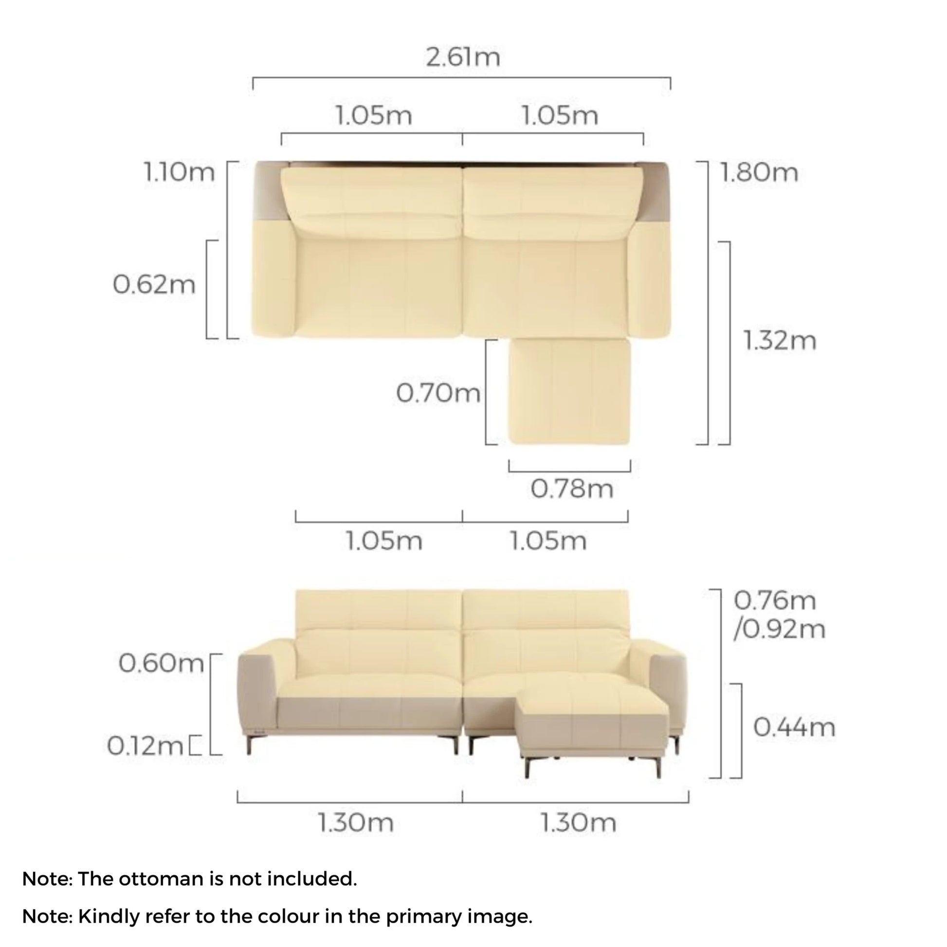 Linspire Crest Leather 3.5-Seater Sofa, Grey