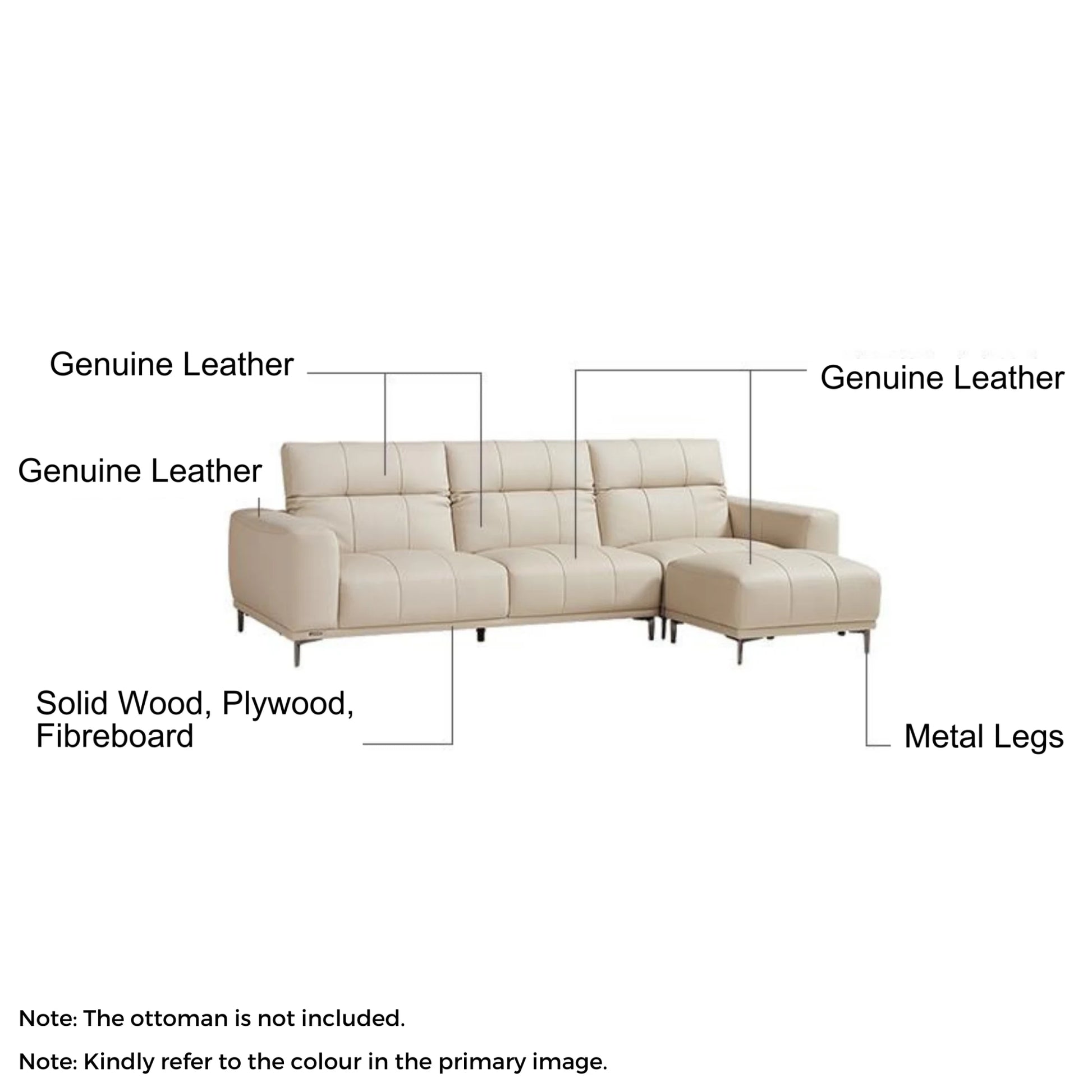 Linspire Crest Leather 4-Seater Sofa, Brown