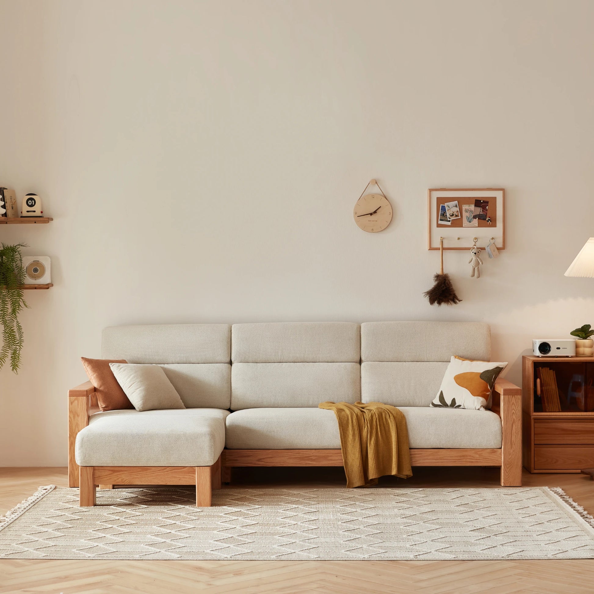 Linspire Mellow Solid Wood Ottoman, Natural Wood
