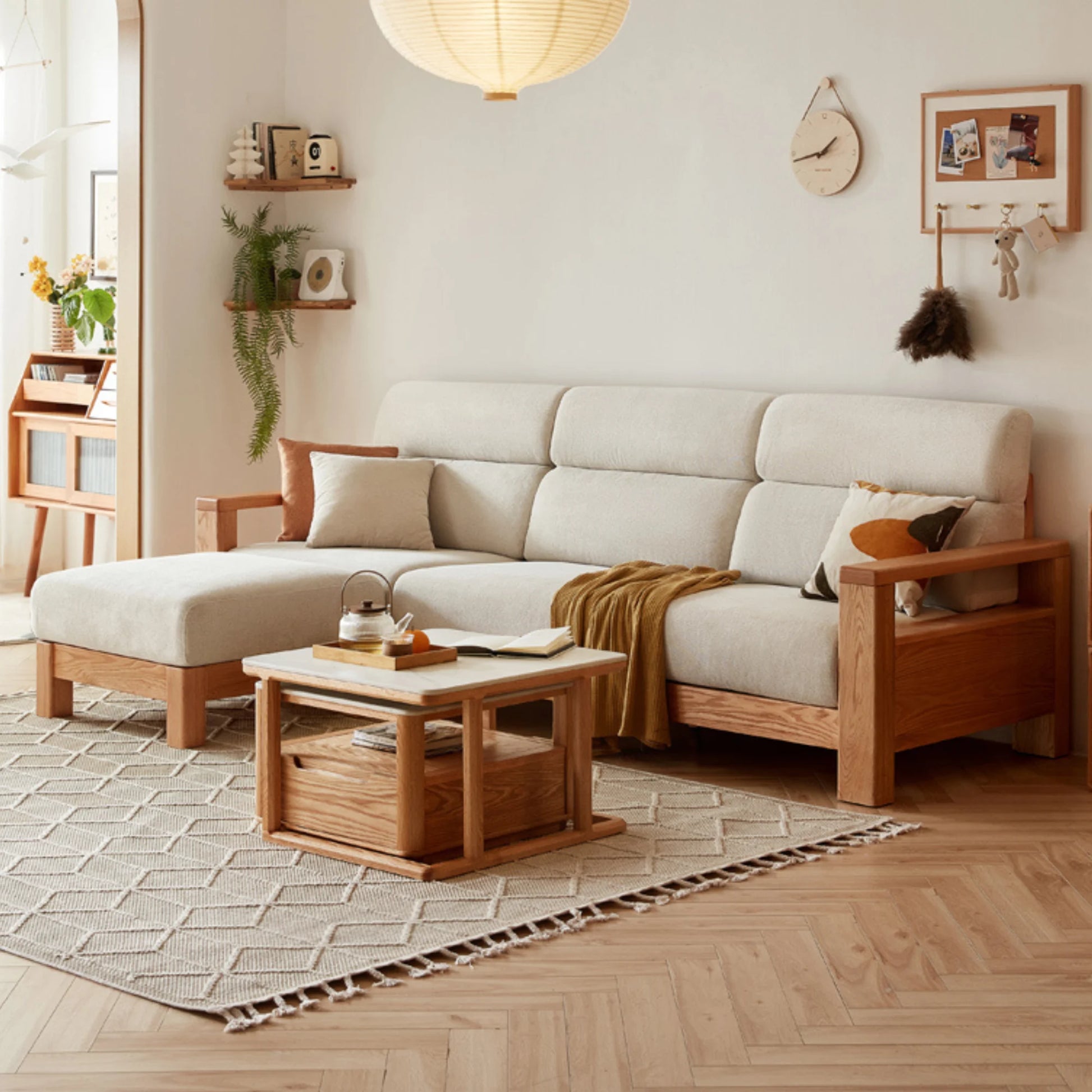 Linspire Mellow Solid Wood Ottoman, Natural Wood