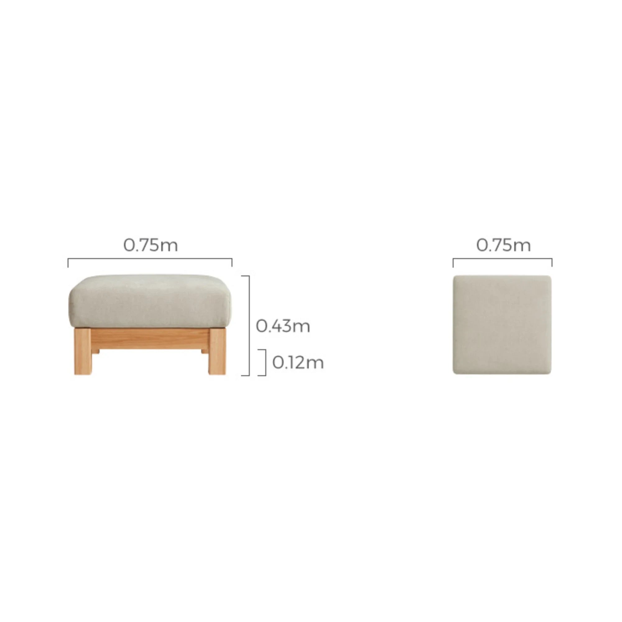Linspire Mellow Solid Wood Ottoman, Natural Wood