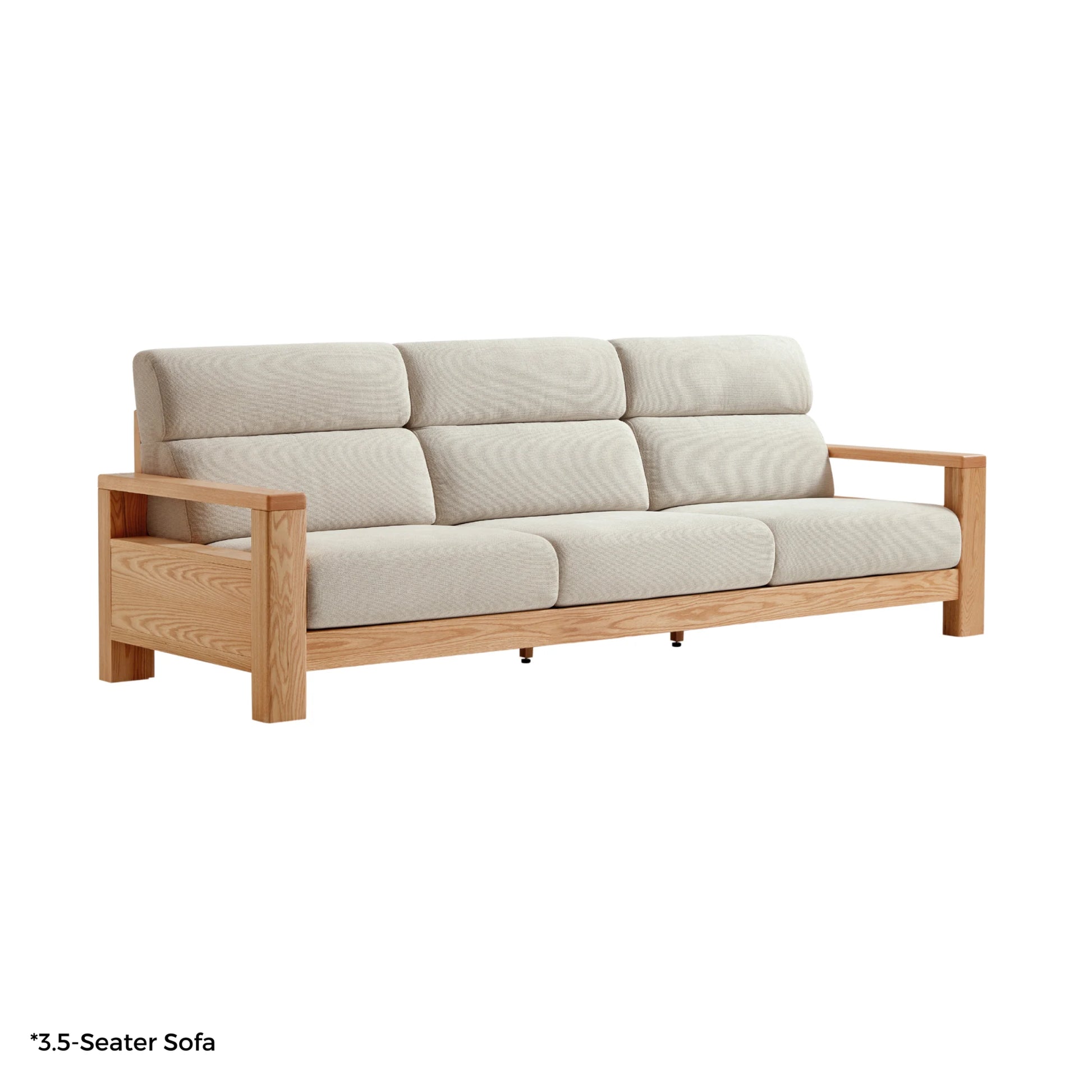 Linspire Mellow Solid Wood 3.5-Seater Sofa, White & Natural Wood