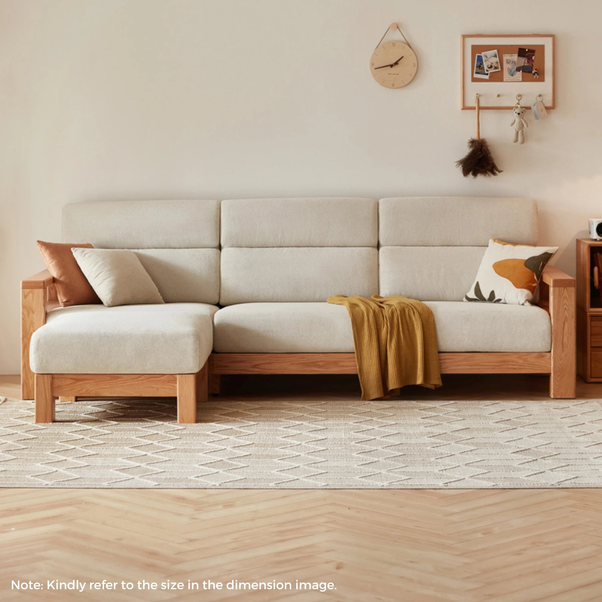 Linspire Mellow Solid Wood 3.5-Seater Sofa, White & Natural Wood