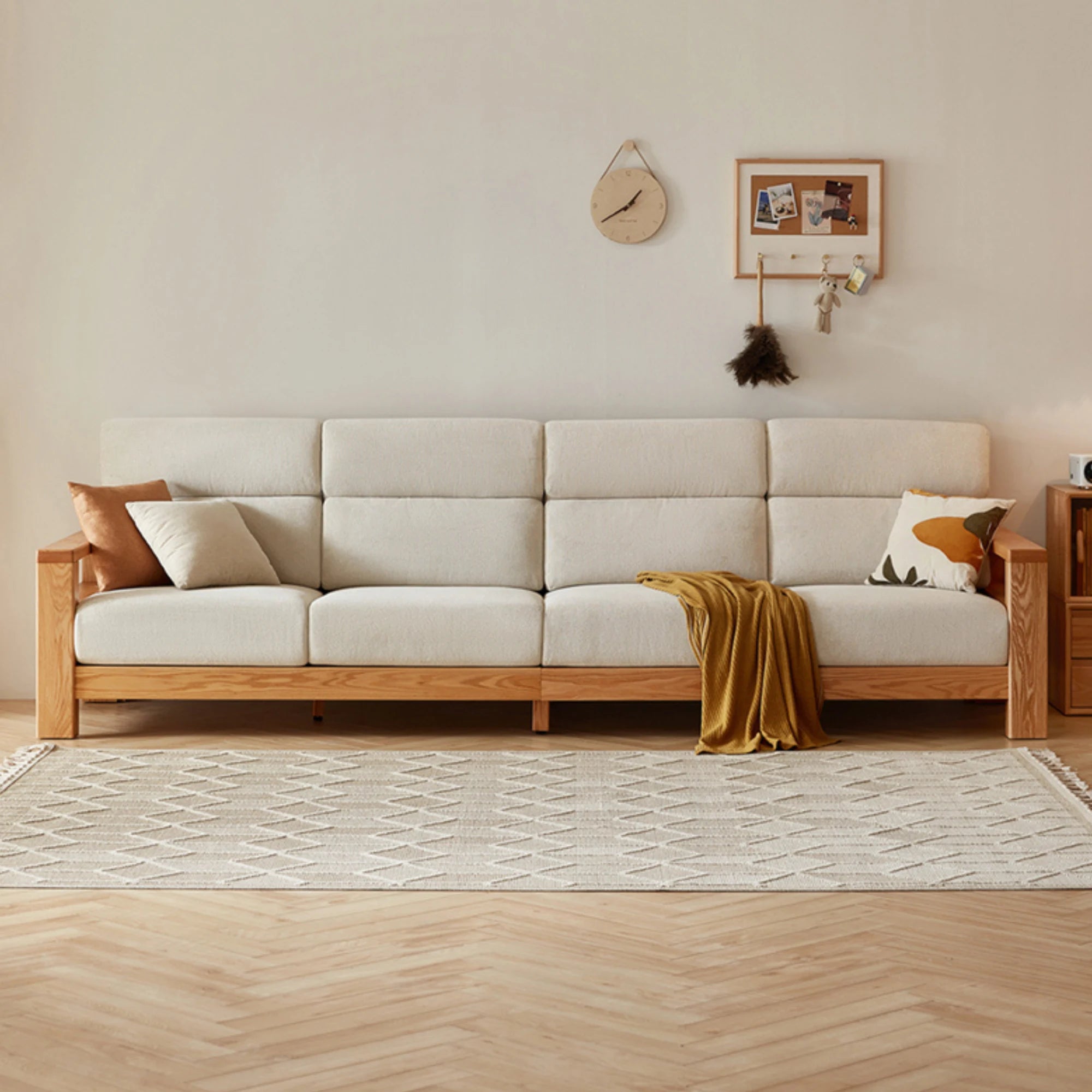 Linspire Mellow Solid Wood 4-Seater Sofa, White