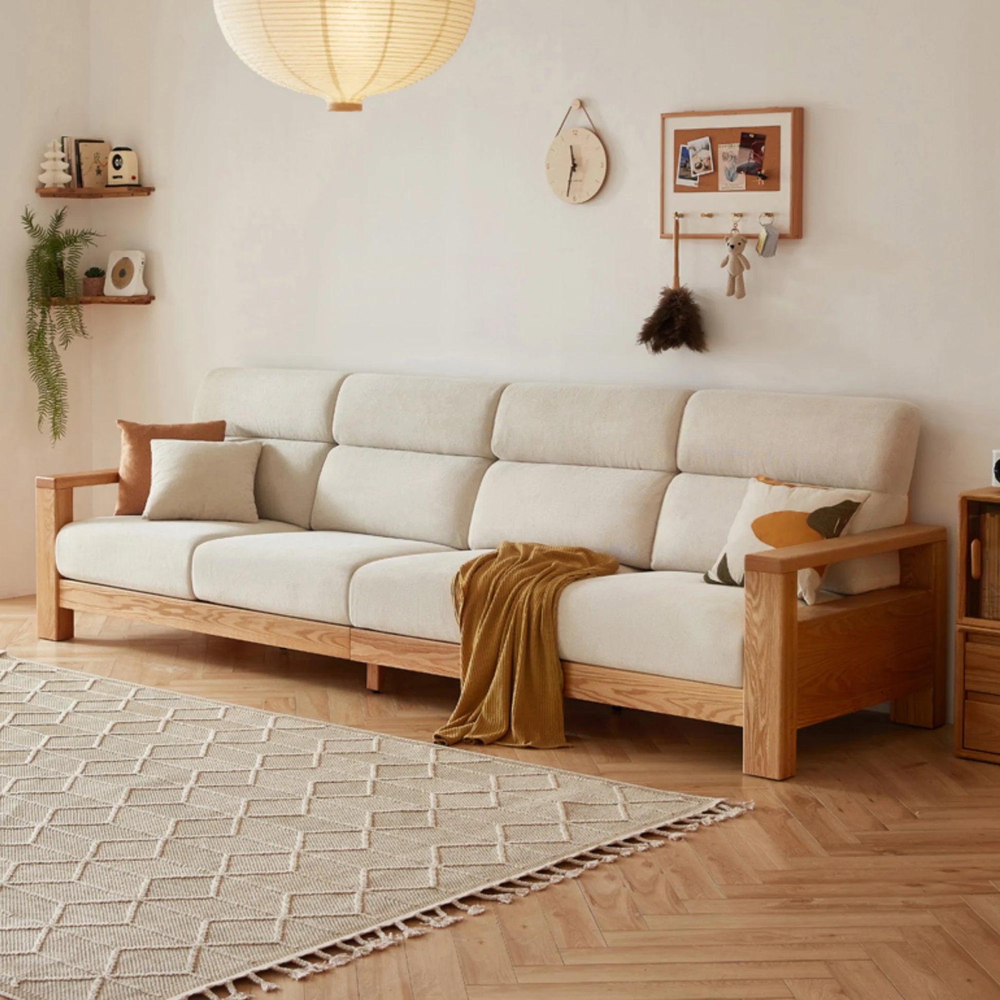 Linspire Mellow Solid Wood 4-Seater Sofa, White