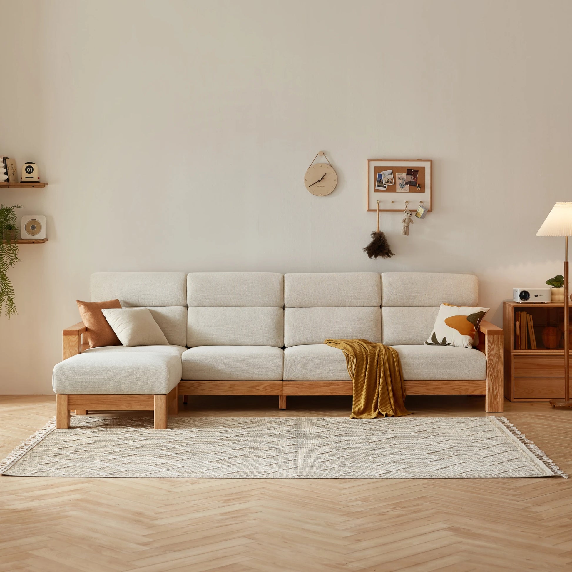 Linspire Mellow Solid Wood 4-Seater Sofa, White