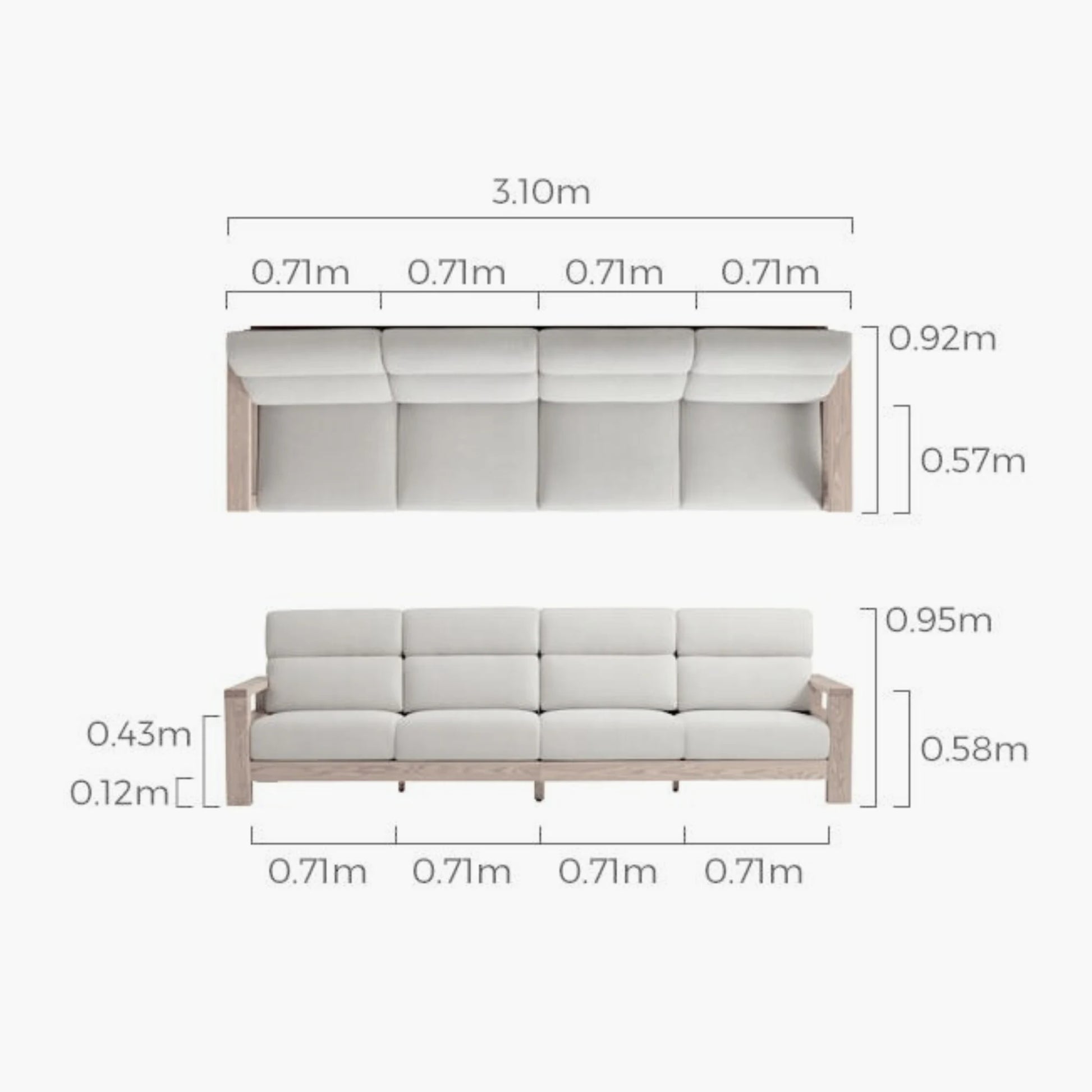Linspire Mellow Solid Wood 4-Seater Sofa, White