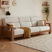 Linspire Mellow Solid Wood 3.5-Seater Sofa, White & Dark Wood