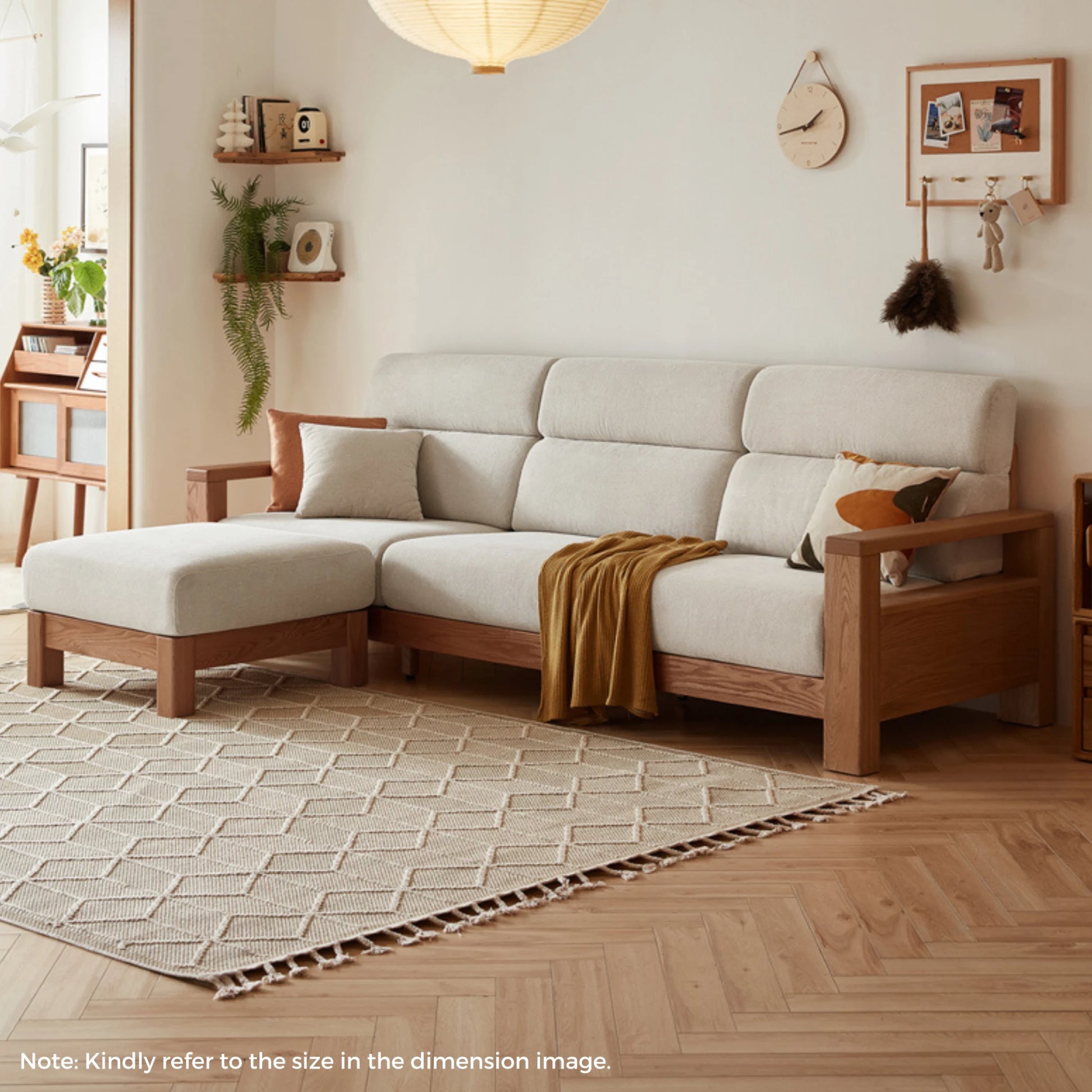 Linspire Mellow Solid Wood 3.5-Seater Sofa, White & Dark Wood
