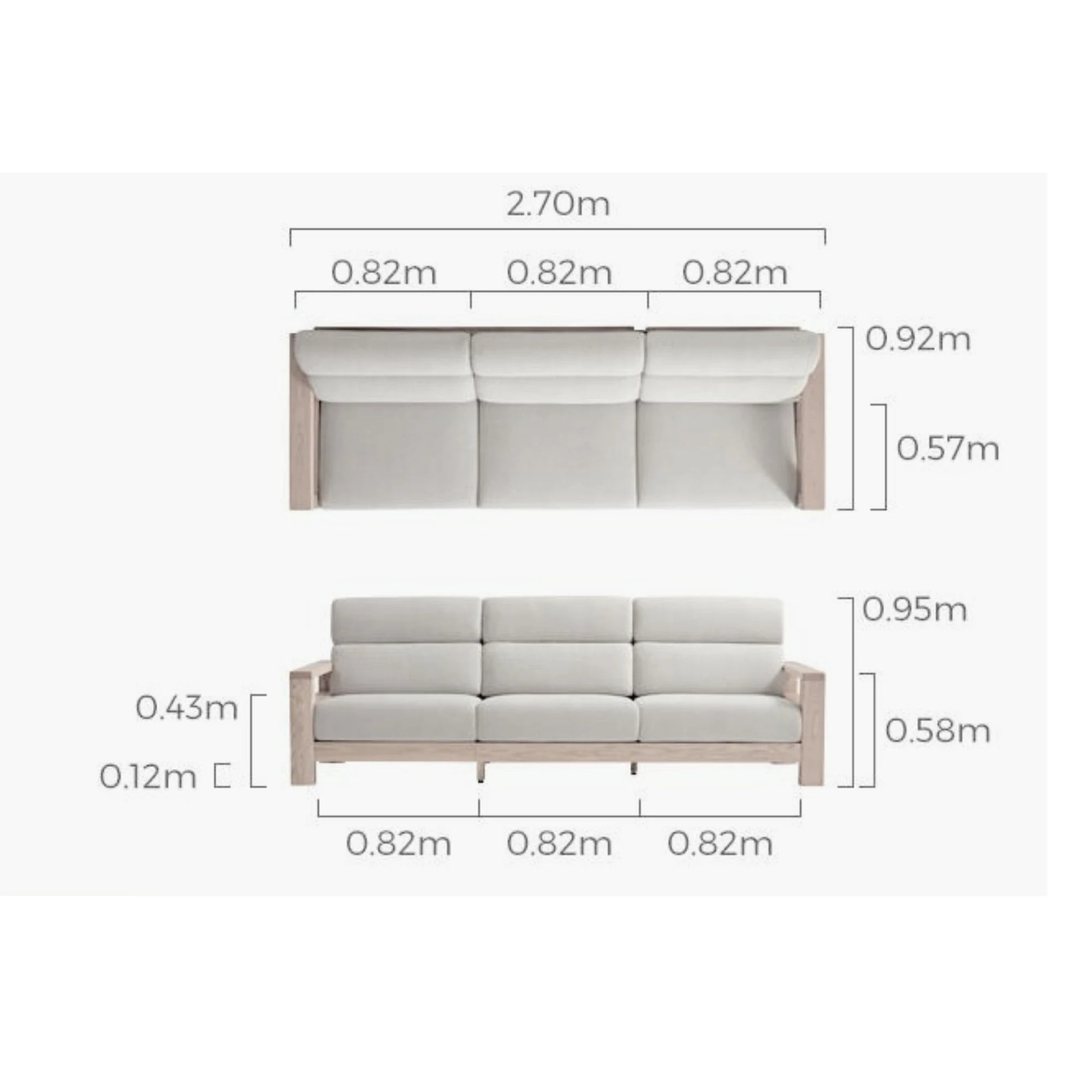 Linspire Mellow Solid Wood 3.5-Seater Sofa, White & Dark Wood