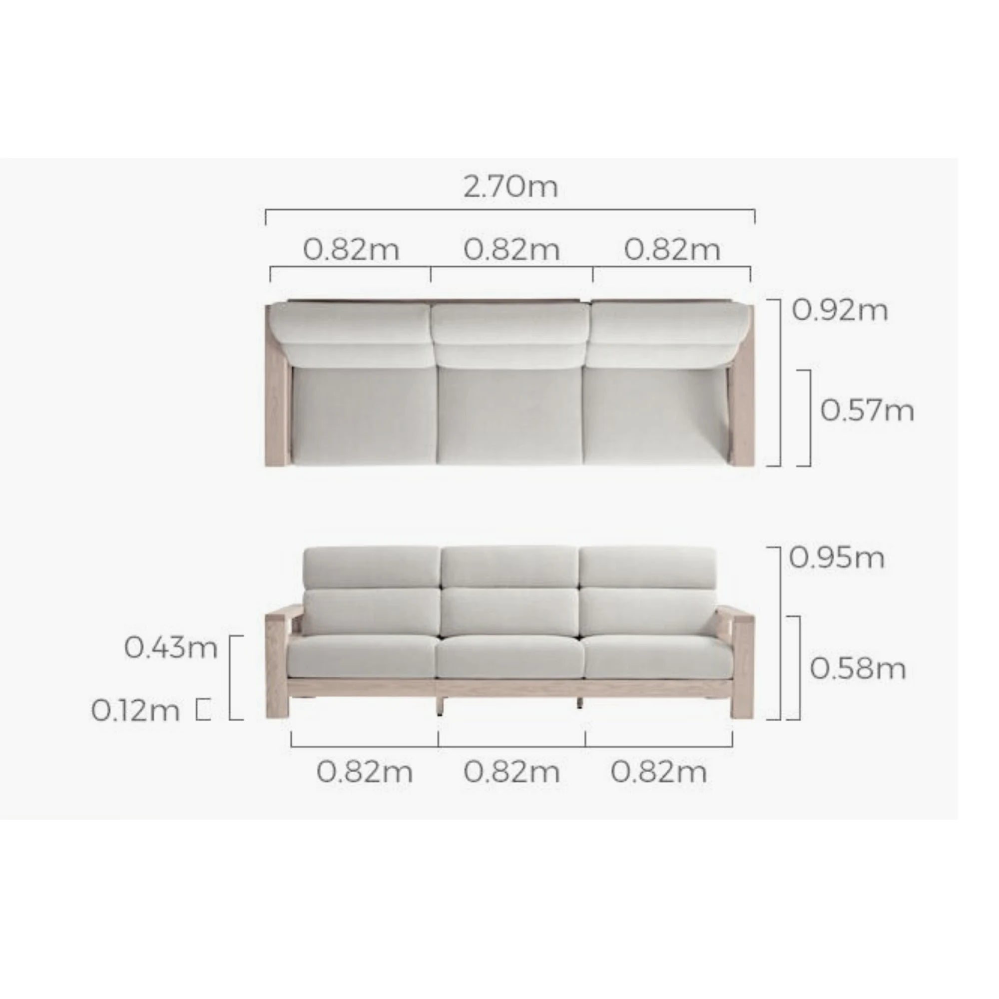 Linspire Mellow Solid Wood 3.5-Seater Sofa, White & Dark Wood