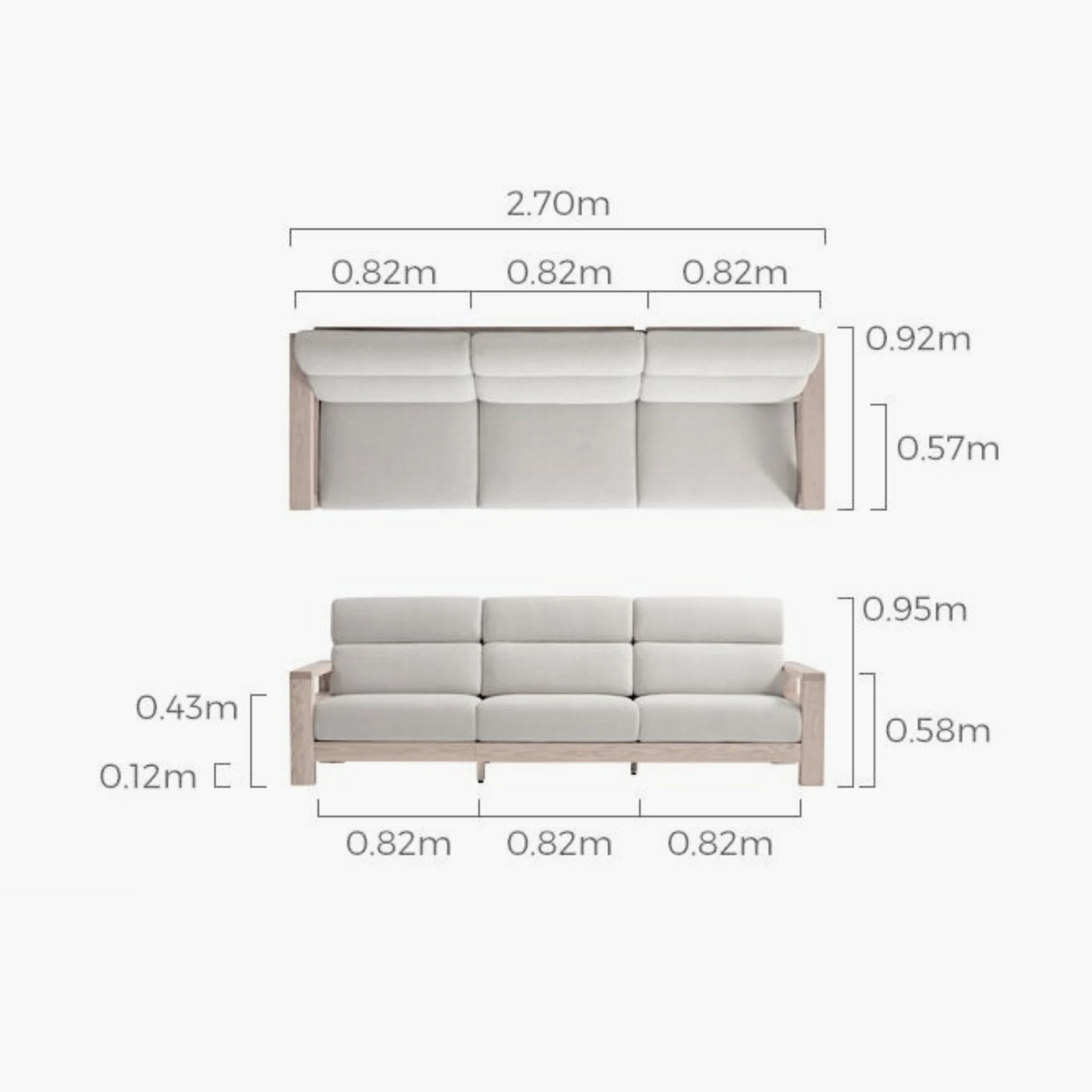 Linspire Mellow Solid Wood 3.5-Seater Sofa, White & Dark Wood