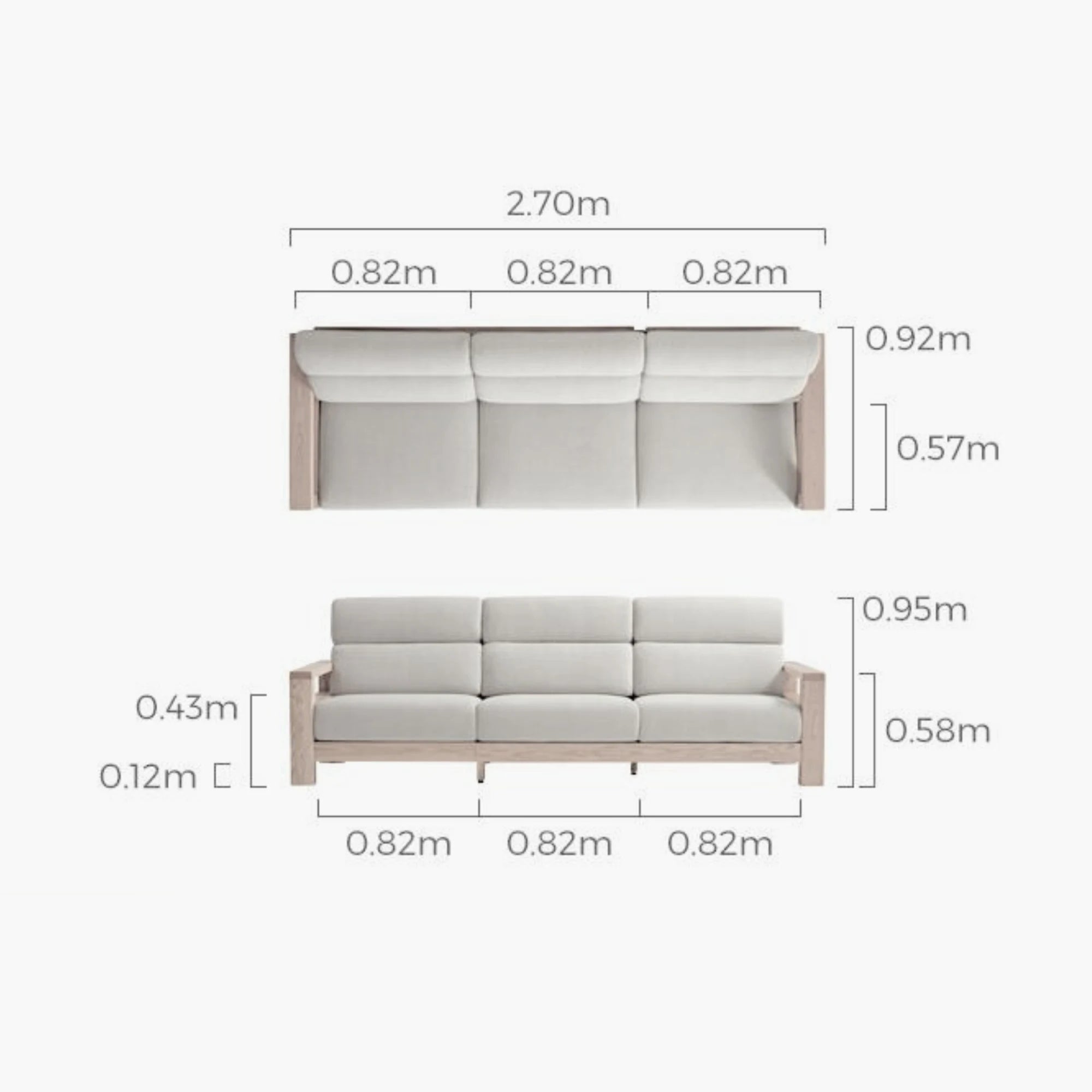 Linspire Mellow Solid Wood 3.5-Seater Sofa, White & Dark Wood
