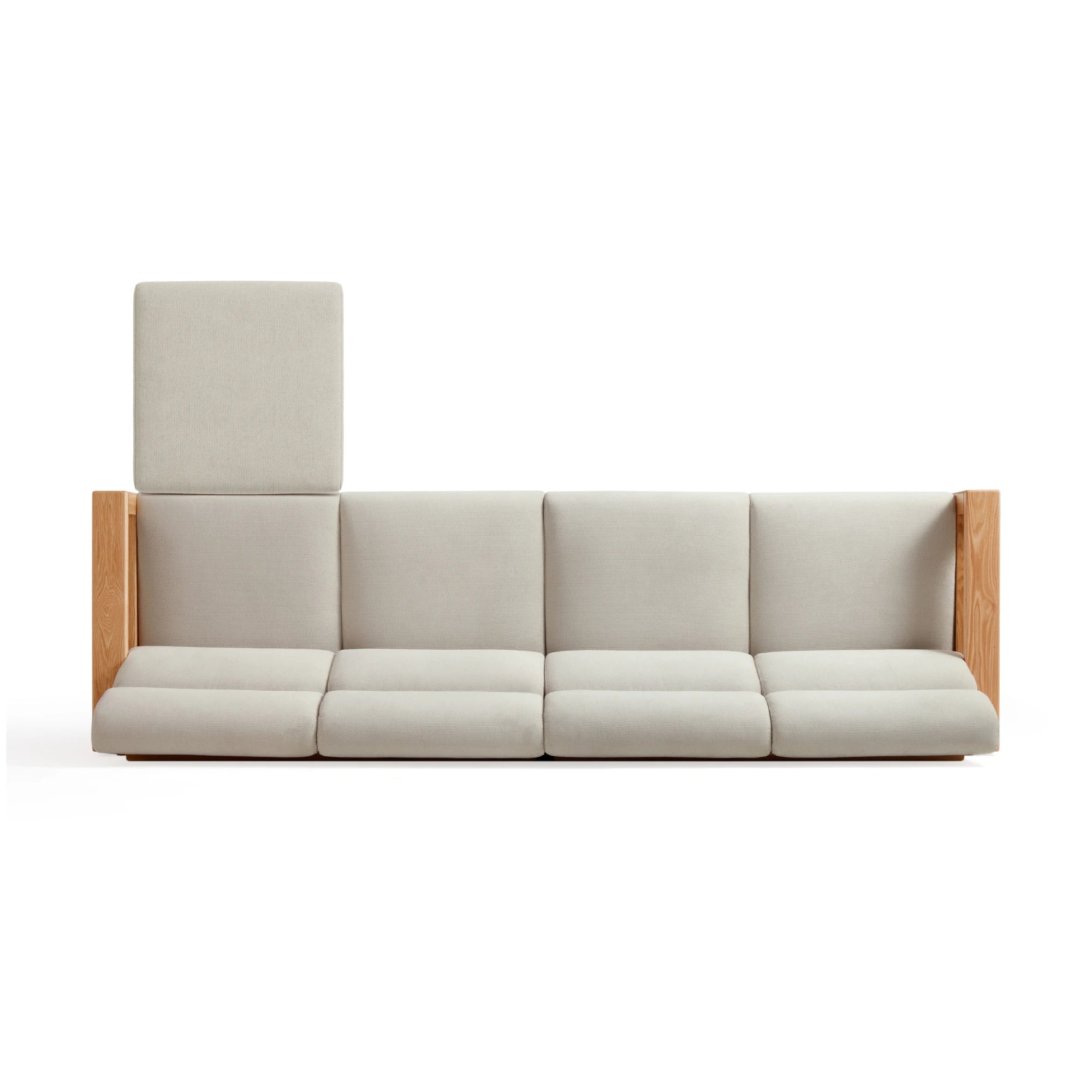 Linspire Mellow Solid Wood 4-Seater Sofa with Ottoman, White